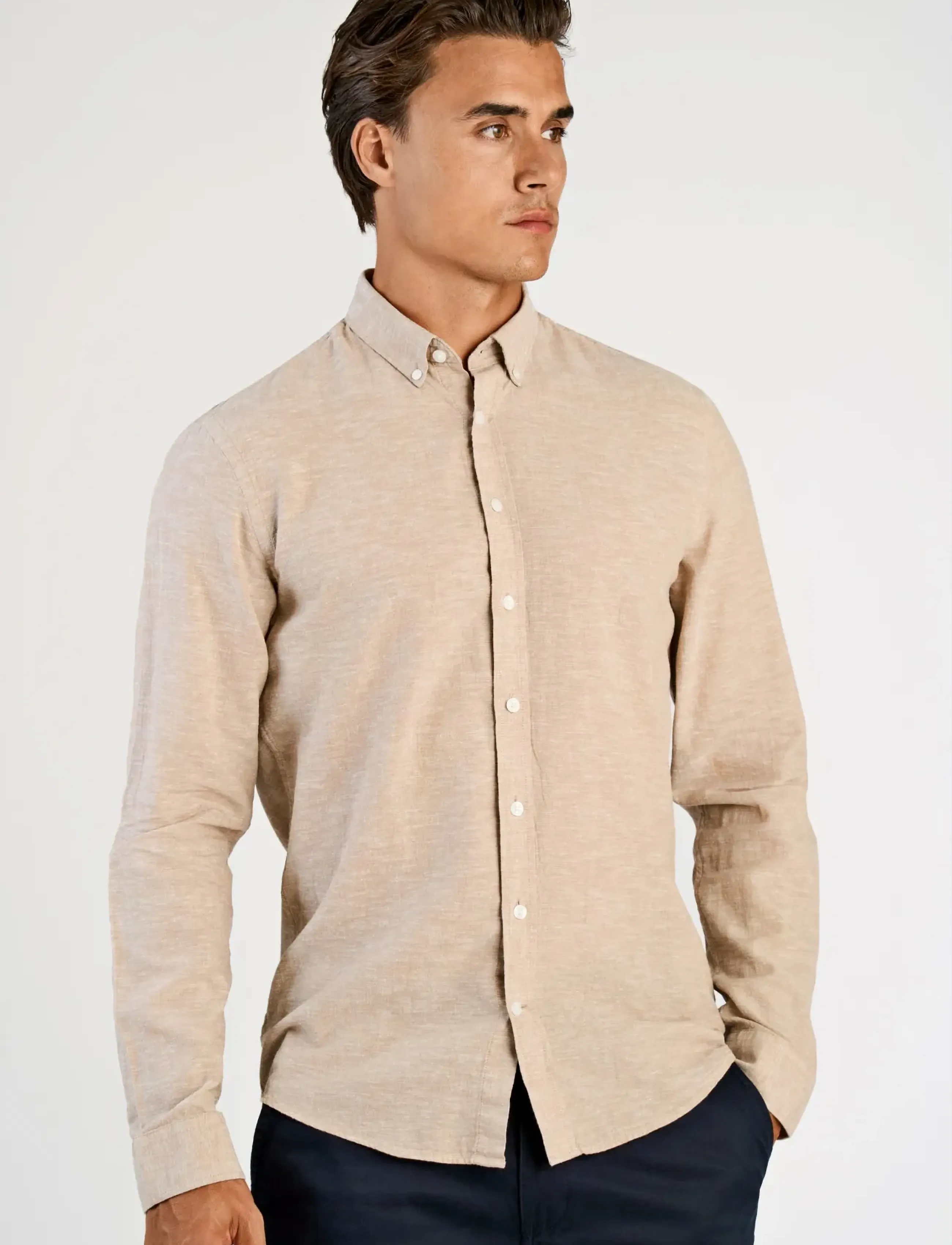 Lindbergh - Linen/cotton shirt L/S - oxford skjorter - sand - 3