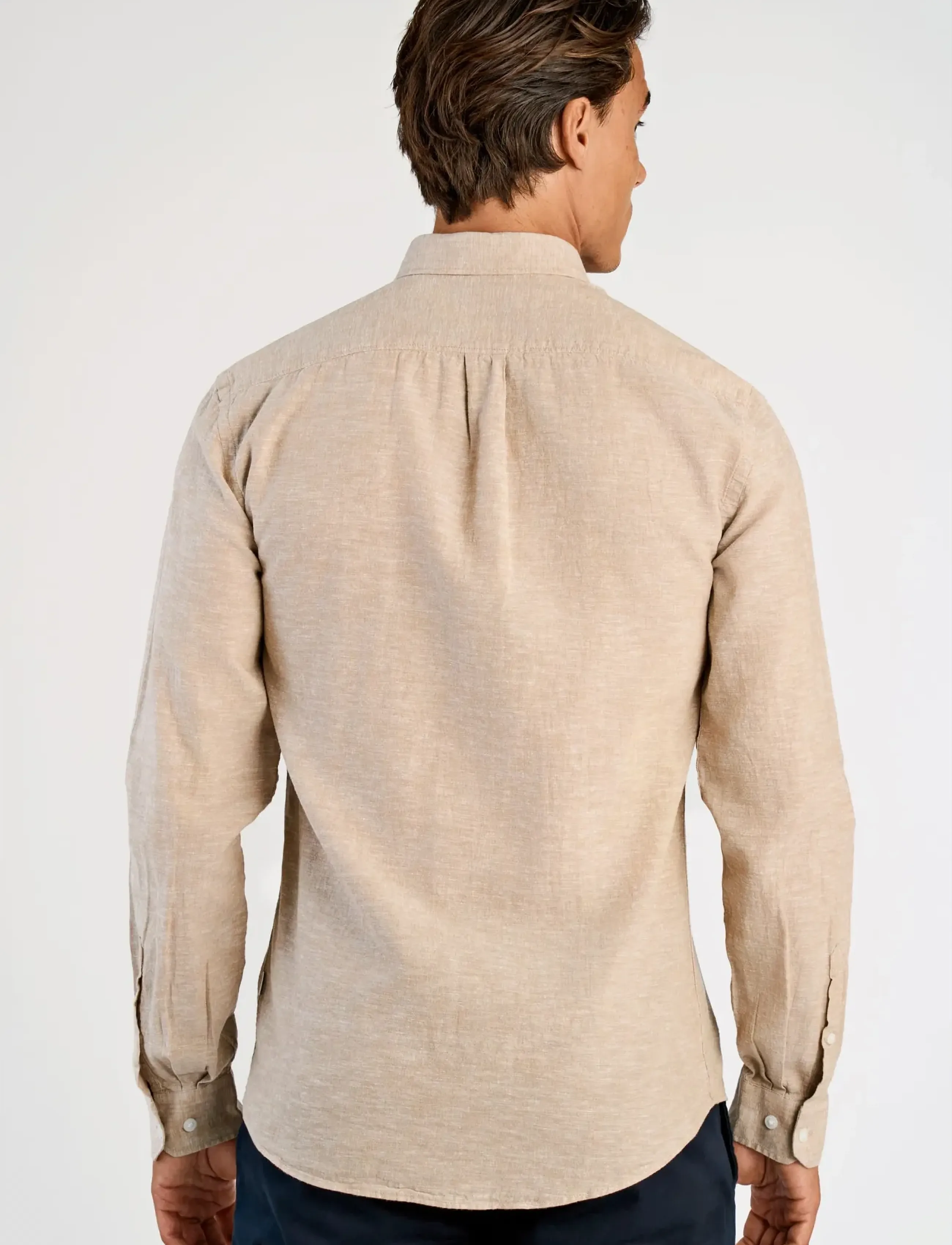 Lindbergh - Linen/cotton shirt L/S - oxford skjorter - sand - 4