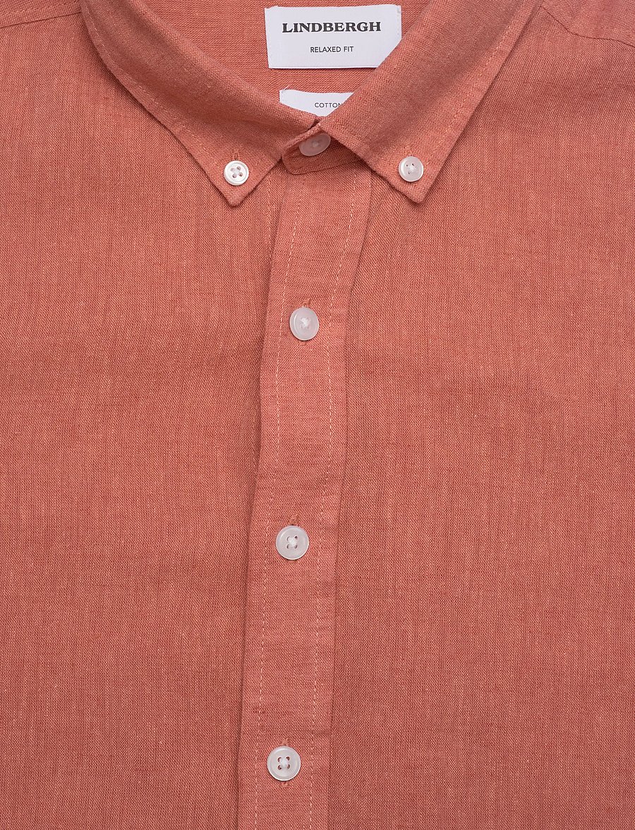 Lindbergh - Linen/cotton shirt L/S - chemises oxford - soft coral - 5