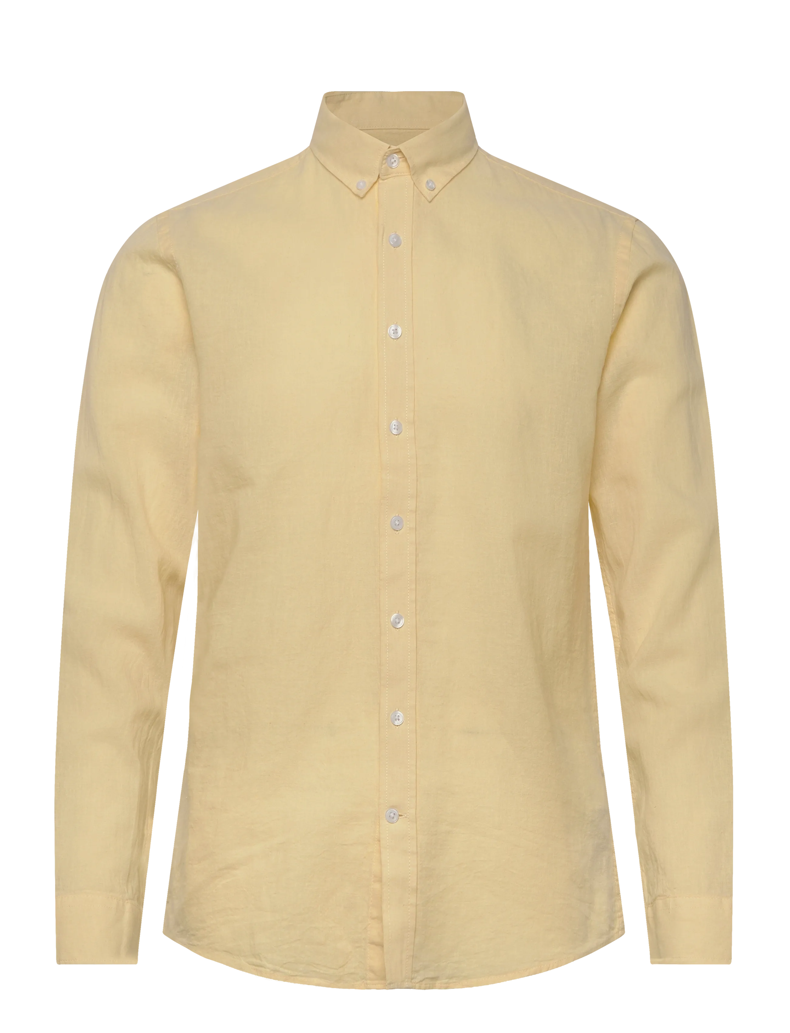 Lindbergh Linen/cotton shirt L/S - Lindbergh - SOFT YELLOW / white
