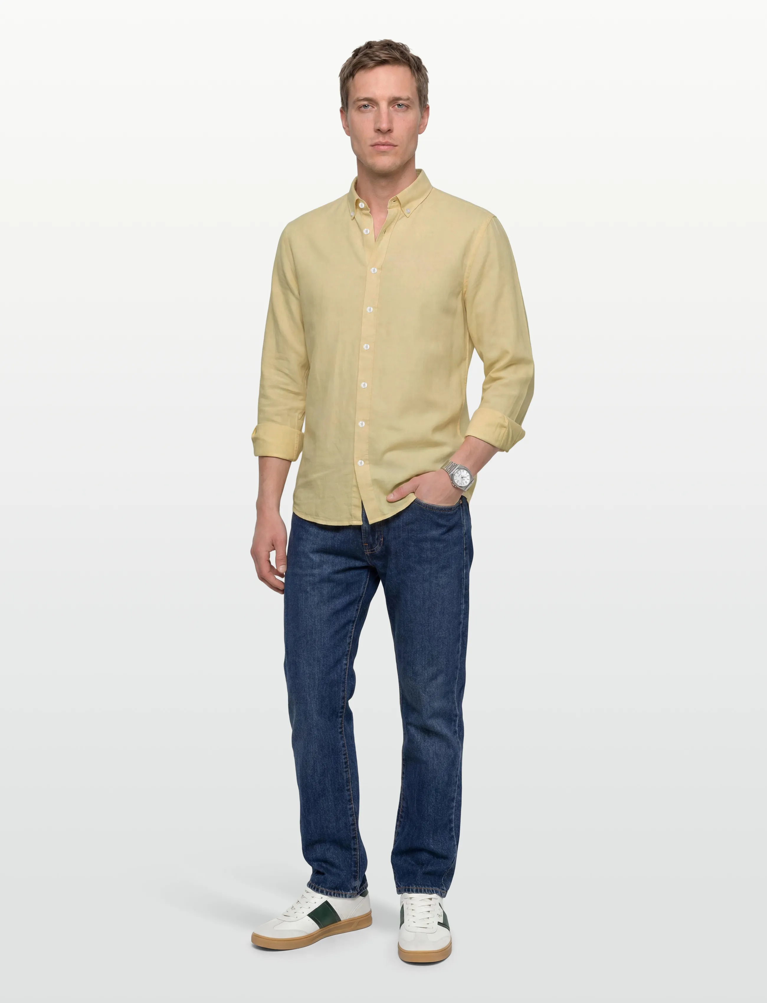 Lindbergh Linen/Cotton Shirt L/S, M, Shirts, Weiß - Linen Männerswear