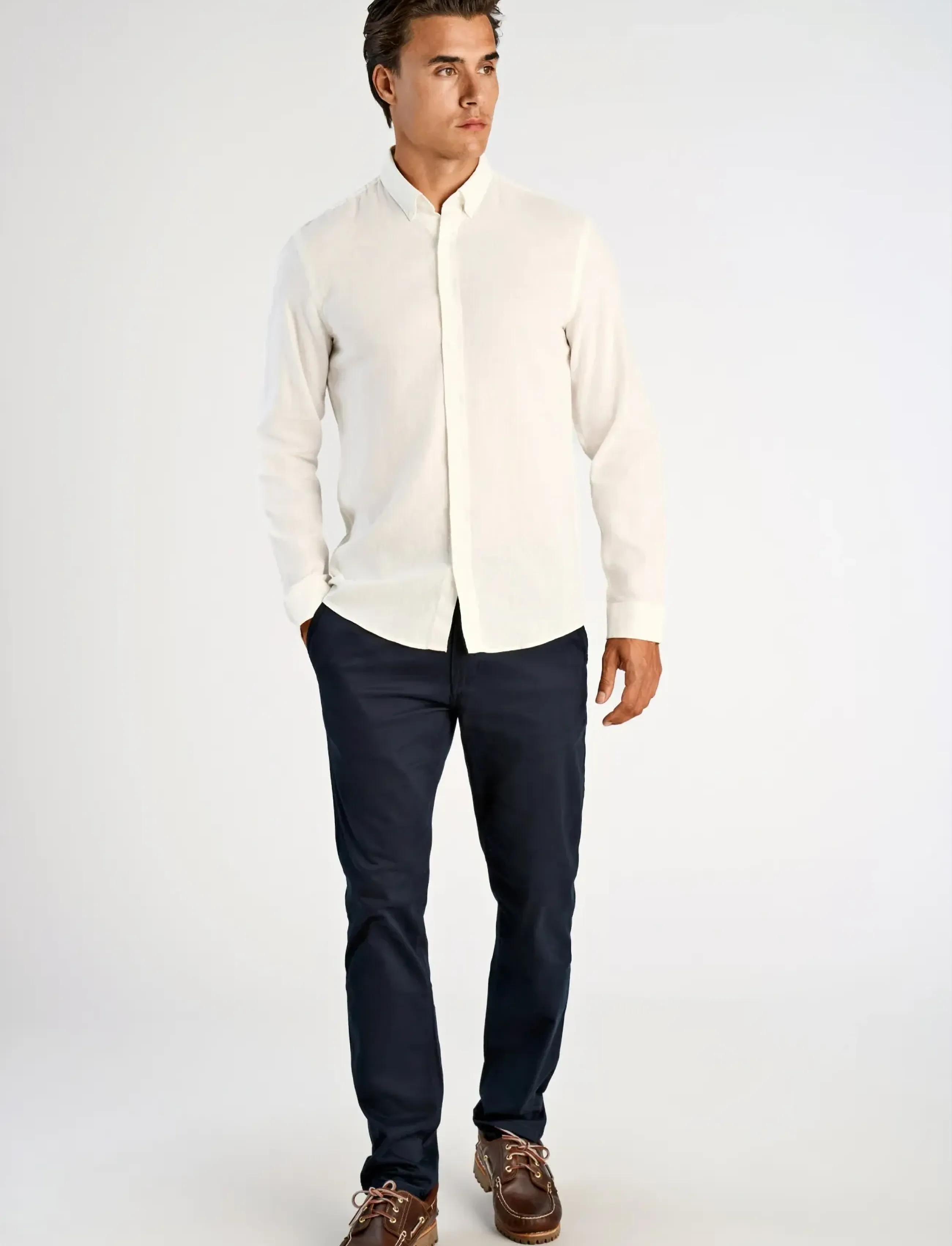 Lindbergh Linen/cotton shirt L/S - Lindbergh - WHITE / white