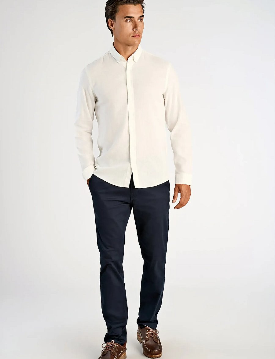 Lindbergh - Linen/cotton shirt L/S - oxford skjorter - white - 0