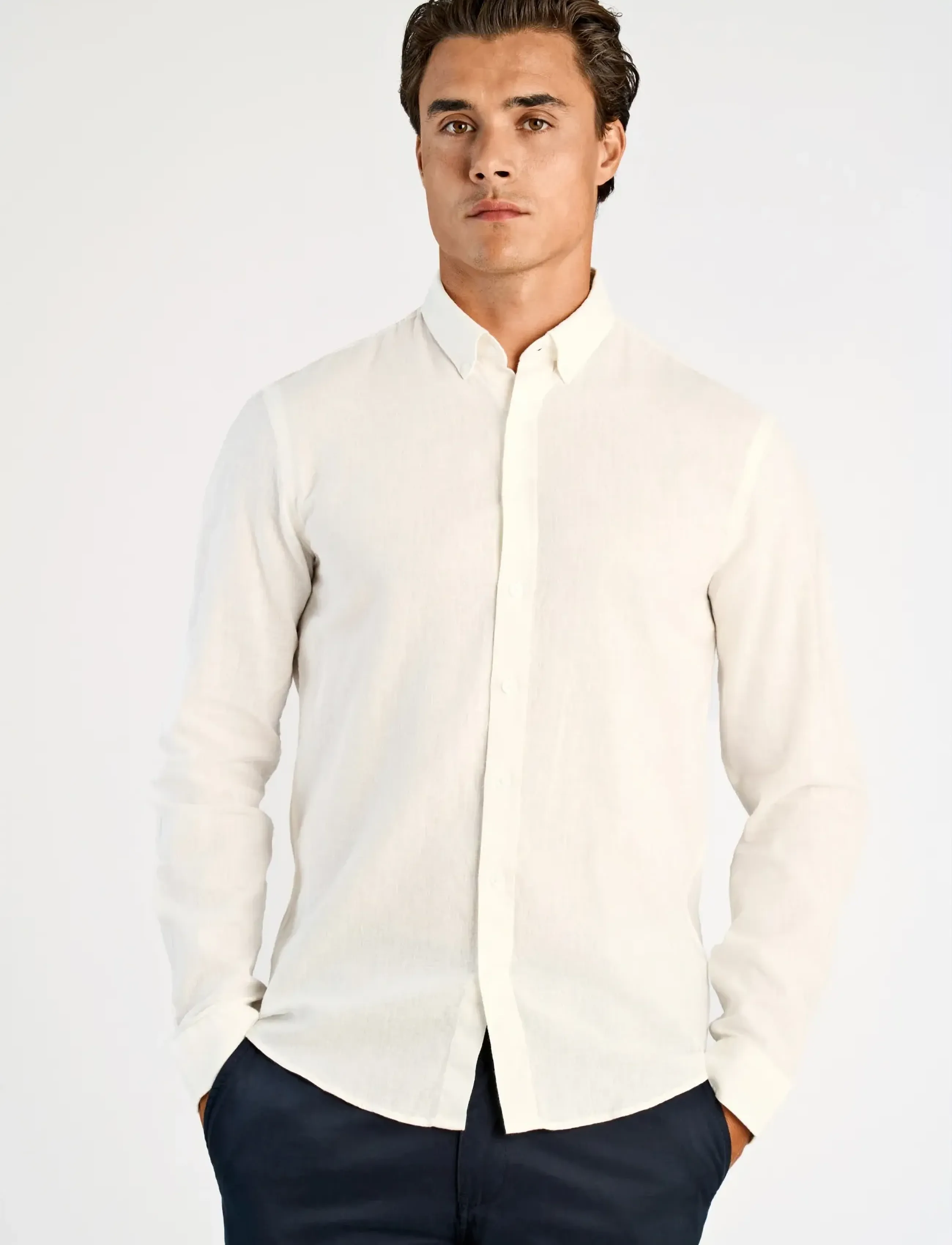 Lindbergh - Linen/cotton shirt L/S - oxford skjorter - white - 3