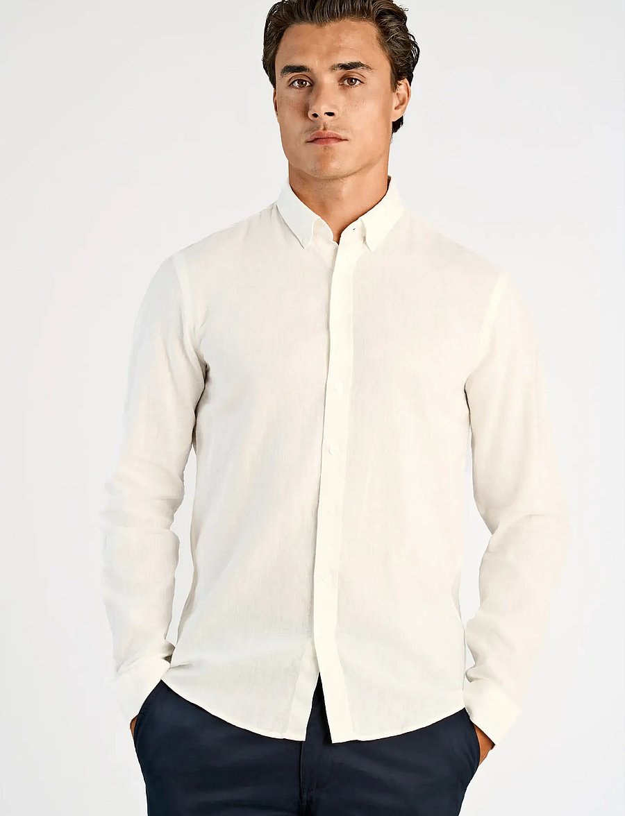 Lindbergh - Linen/cotton shirt L/S - oxford skjorter - white - 3