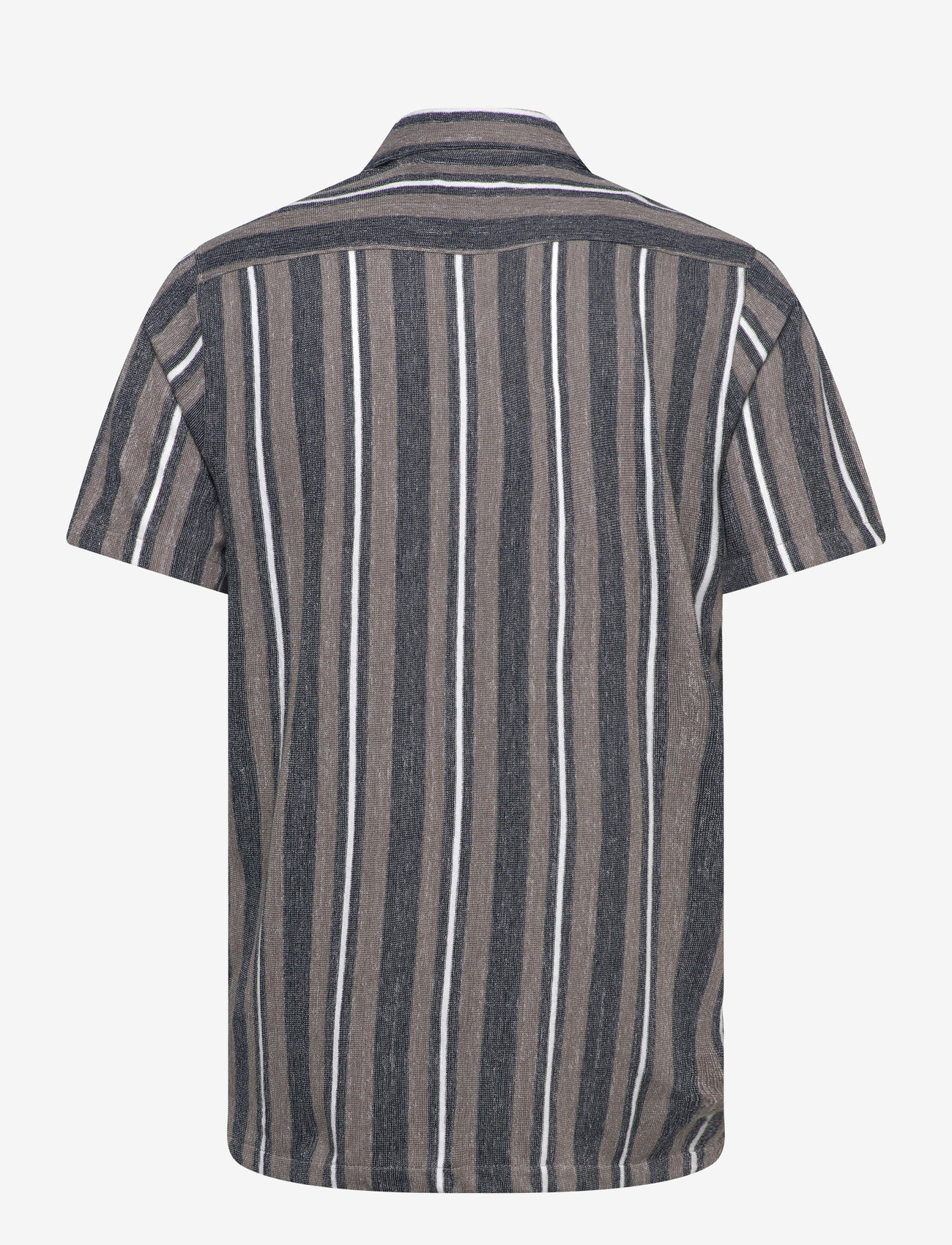 Lindbergh - Knitted resort collar S/S - kortärmade skjortor - dk stone - 1