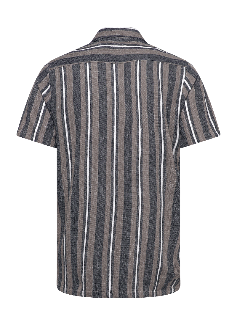 Lindbergh - Knitted resort collar S/S - lühikeste varrukatega särgid - dk stone - 1