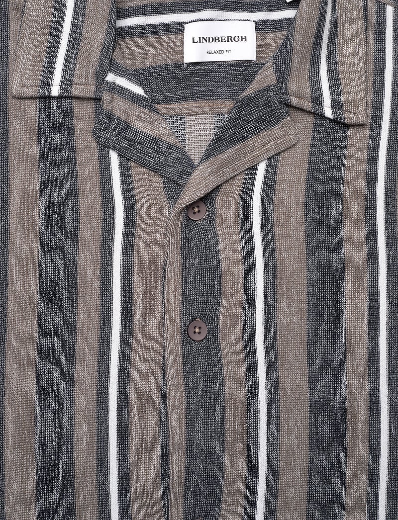 Lindbergh - Knitted resort collar S/S - lühikeste varrukatega särgid - dk stone - 2