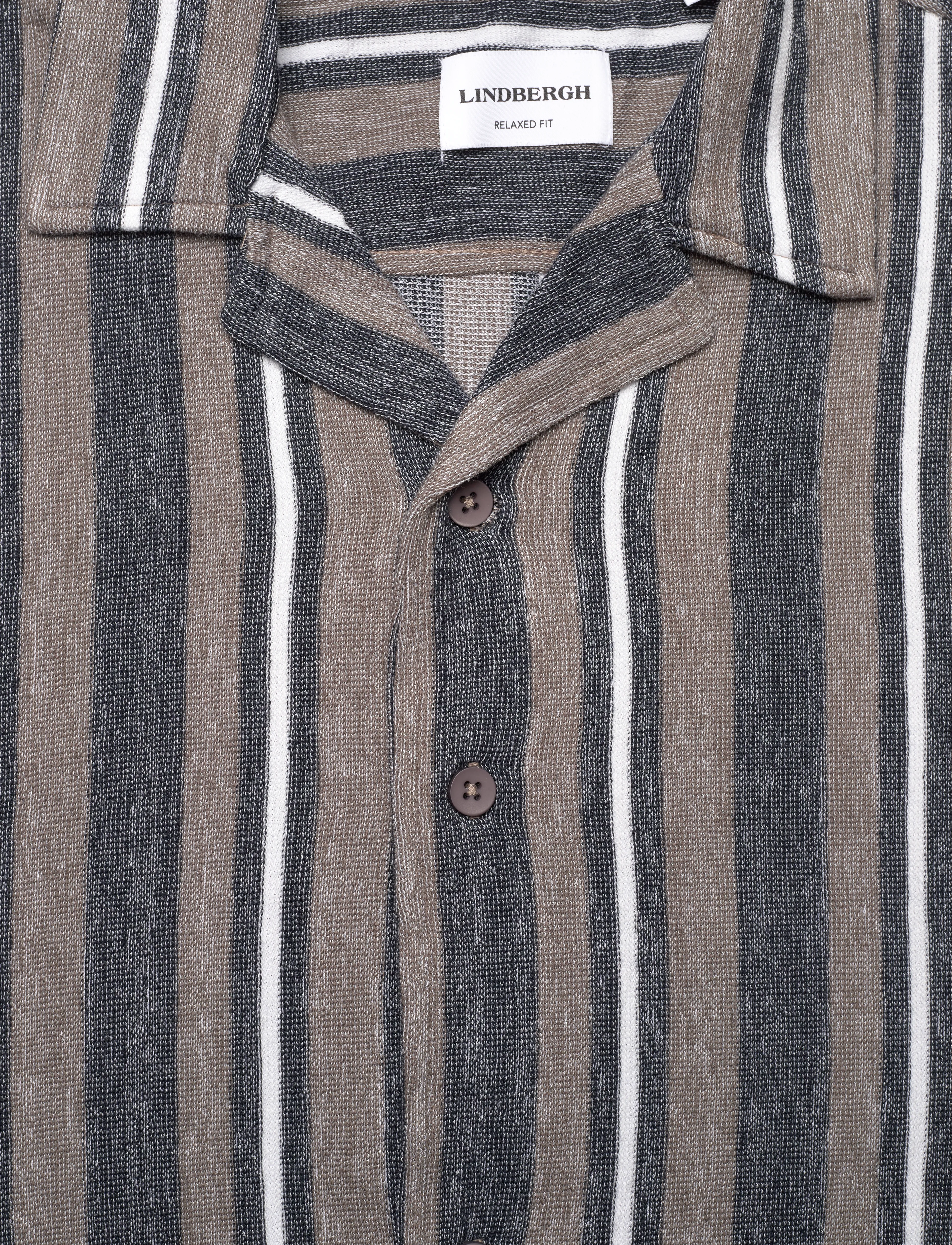Lindbergh - Knitted resort collar S/S - kortærmede skjorter - dk stone - 2