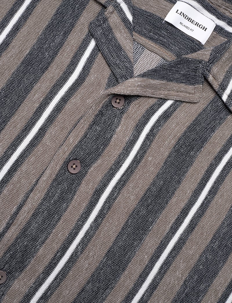 Lindbergh - Knitted resort collar S/S - lühikeste varrukatega särgid - dk stone - 3