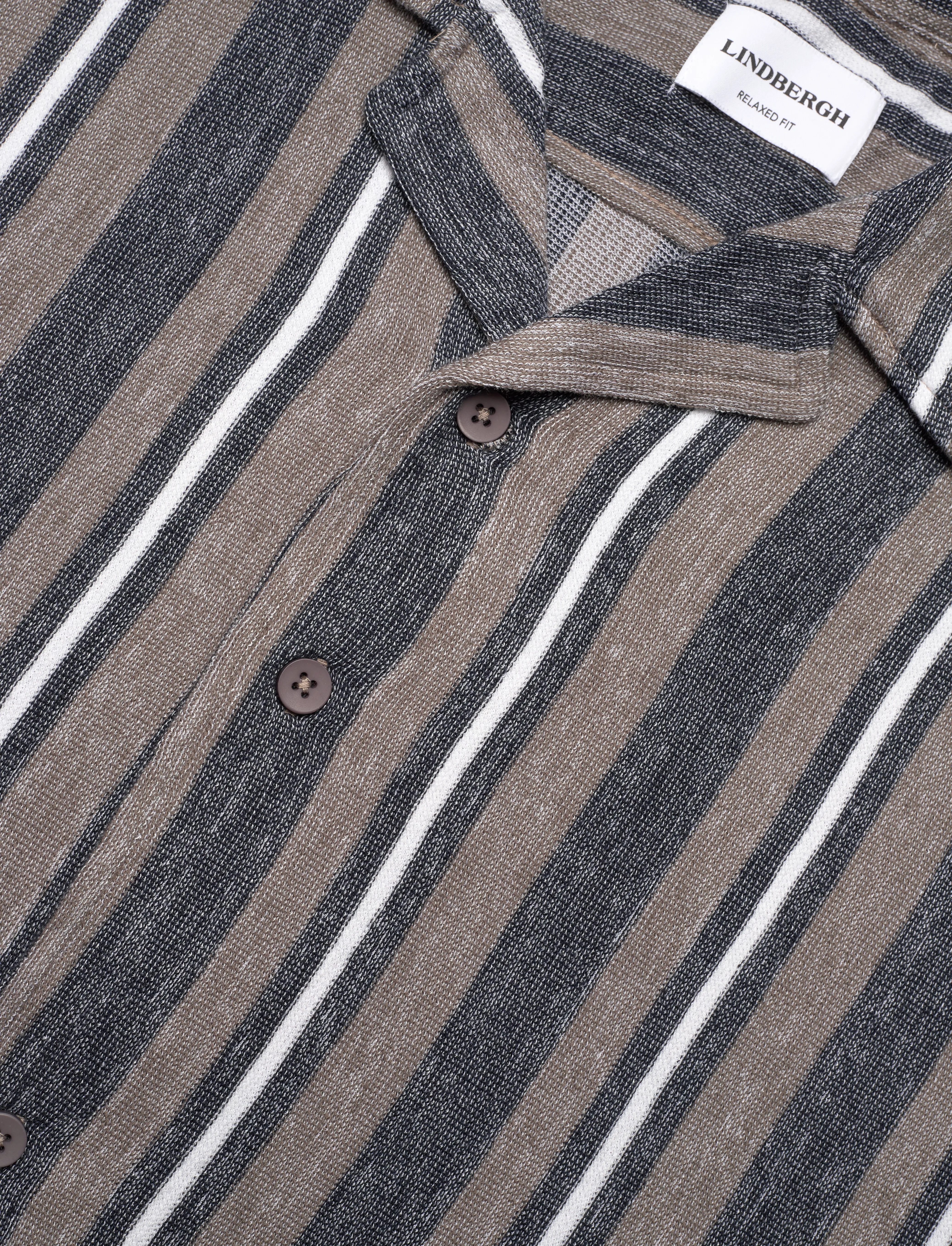 Lindbergh - Knitted resort collar S/S - kortærmede skjorter - dk stone - 3