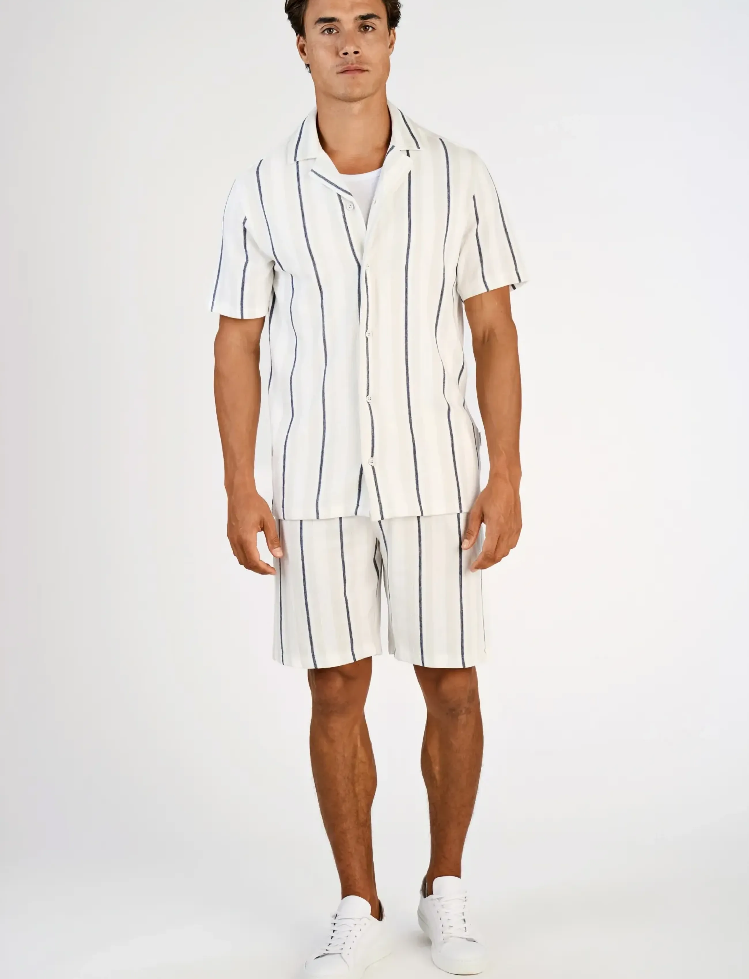 Lindbergh Knitted resort collar S/S - Overhemden - FAIR GREY / grey