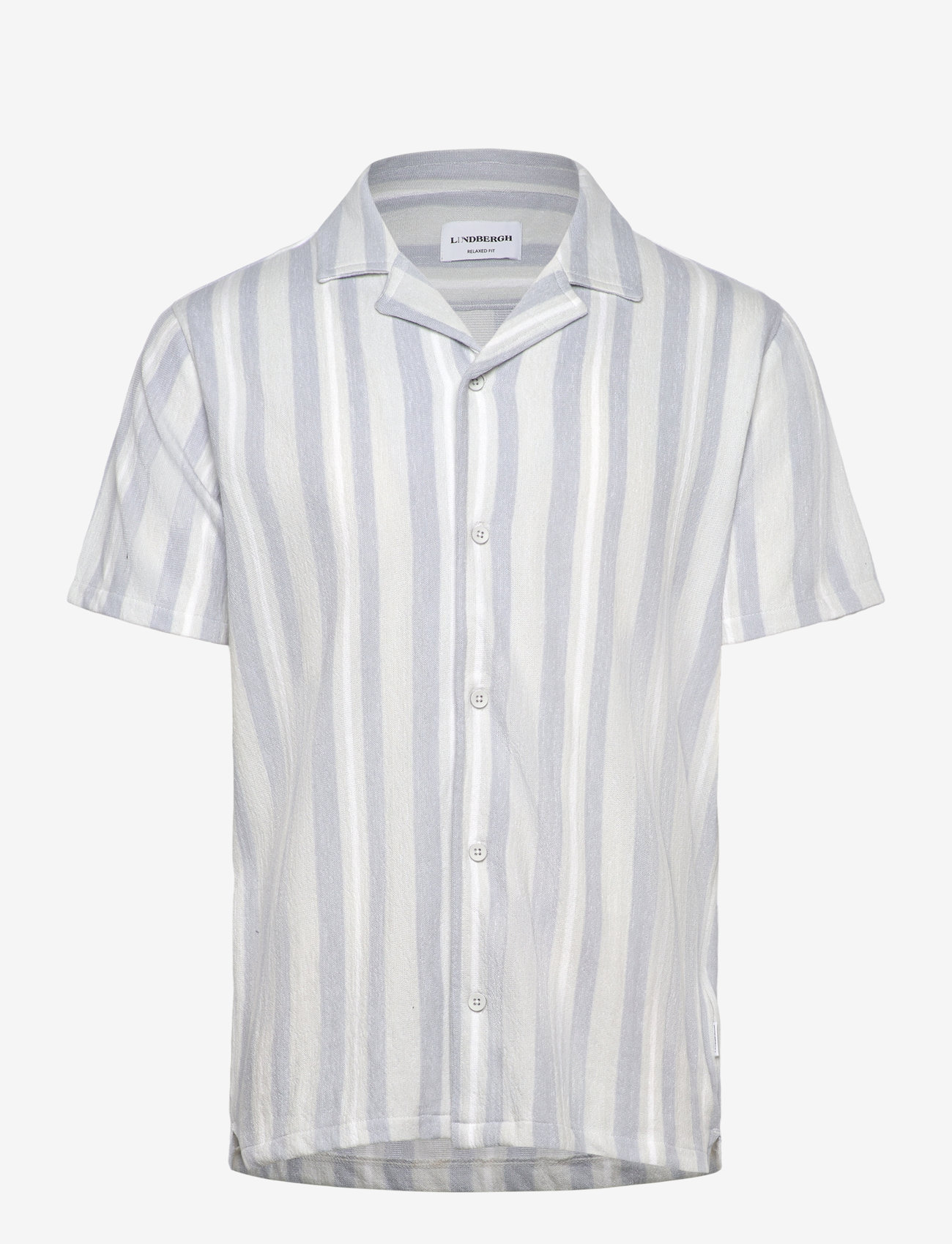 Lindbergh - Knitted resort collar S/S - short-sleeved shirts - grey - 0