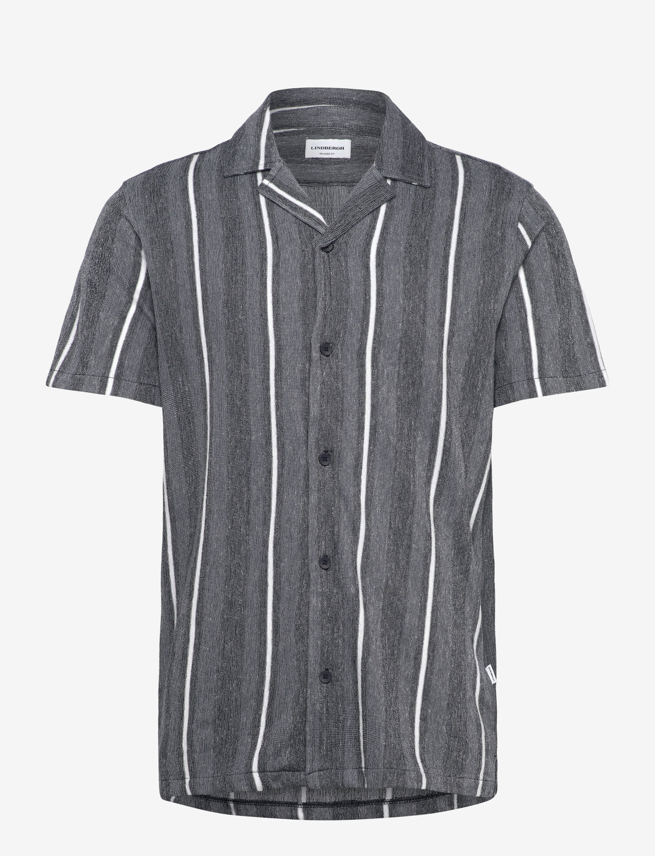 Lindbergh - Knitted resort collar S/S - kurzarmhemden - navy - 0