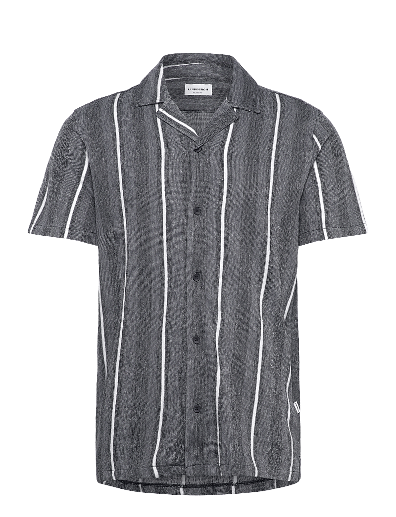 Lindbergh - Knitted resort collar S/S - kurzarmhemden - navy - 0