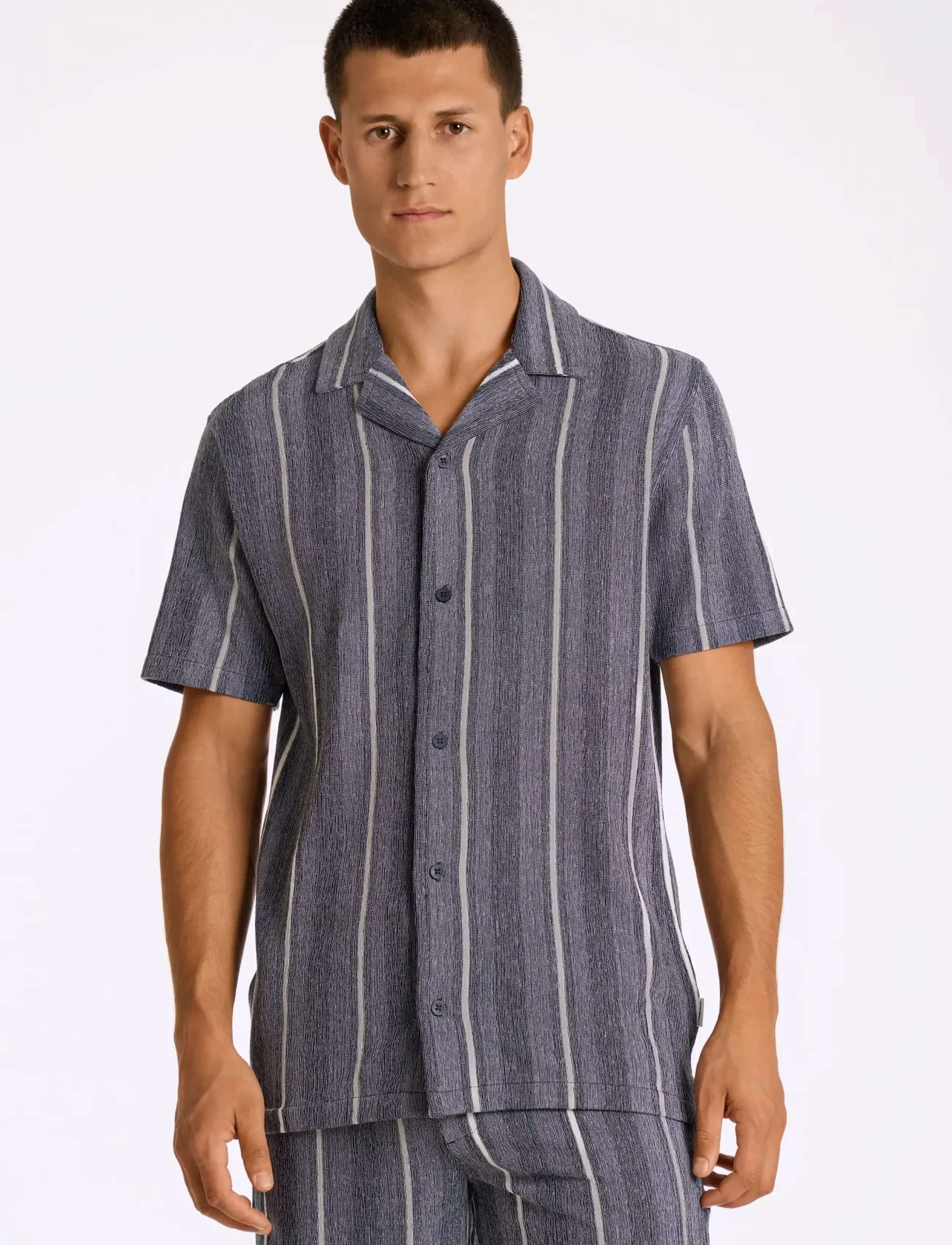 Lindbergh - Knitted resort collar S/S - kurzarmhemden - navy - 3