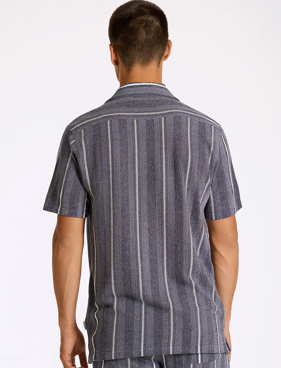Lindbergh - Knitted resort collar S/S - kurzarmhemden - navy - 4