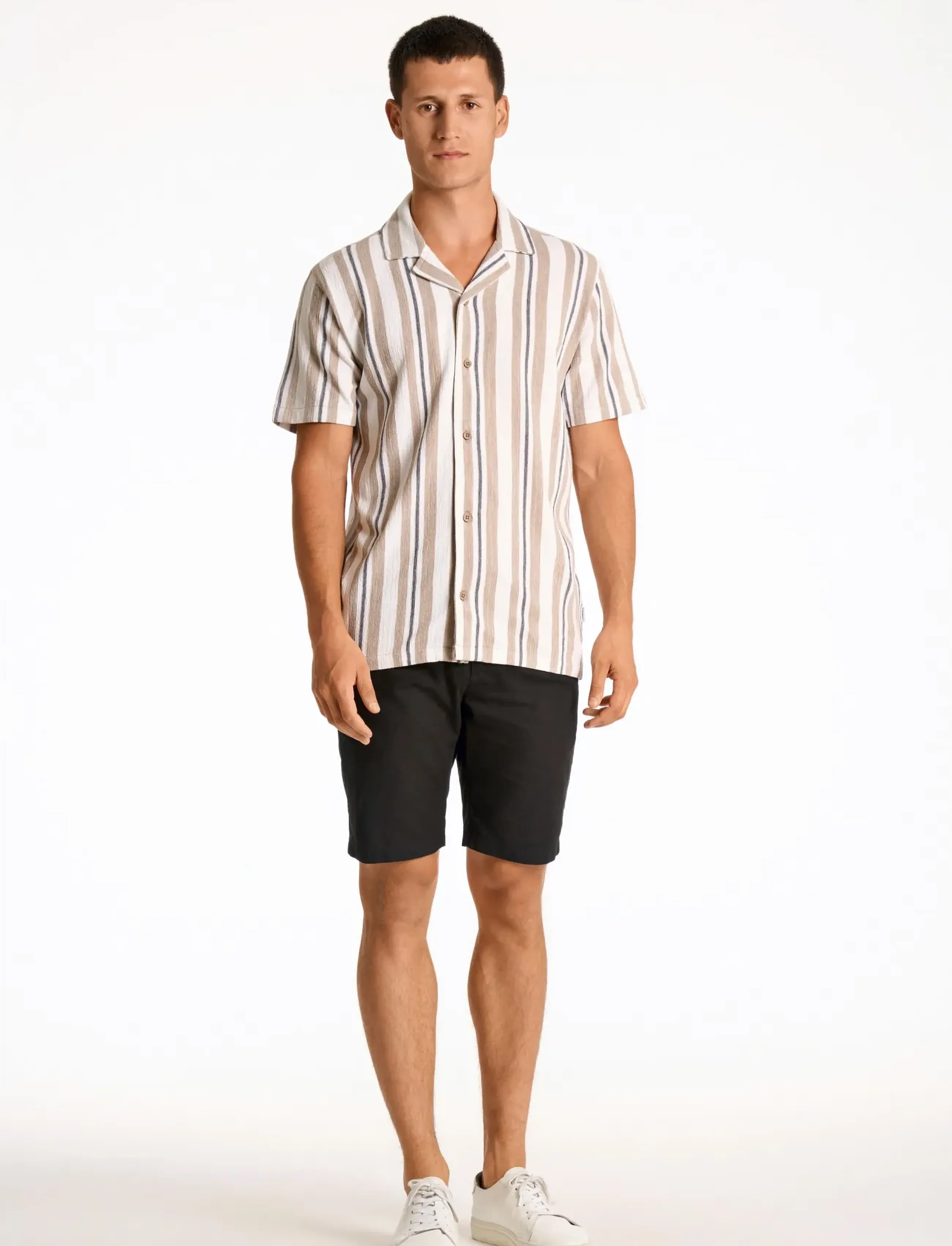 Lindbergh Knitted resort collar S/S - Skjortor - STONE / beige