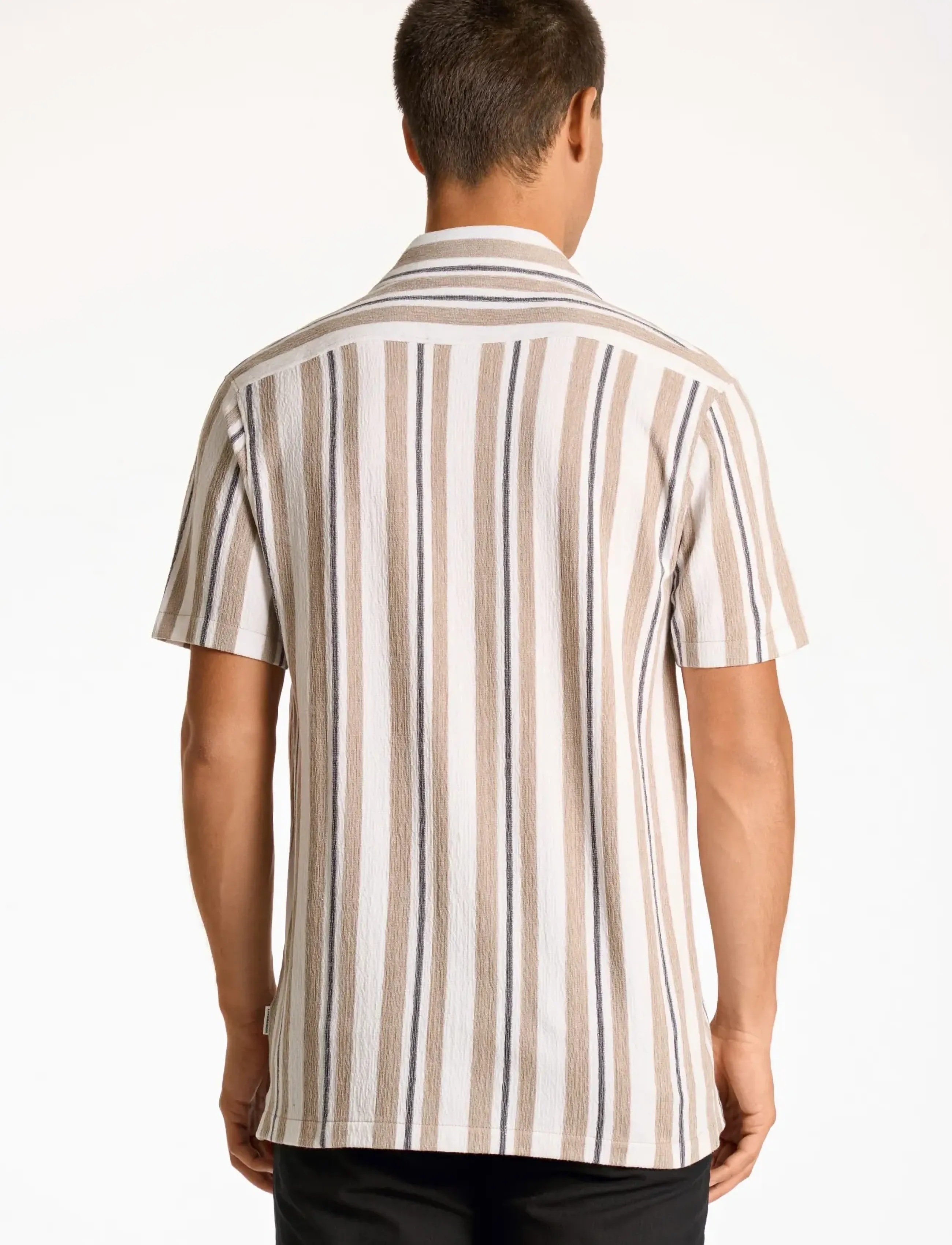Lindbergh - Knitted resort collar S/S - kortærmede skjorter - stone - 4