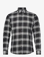 Checked flannel shirt L/S - BLACK