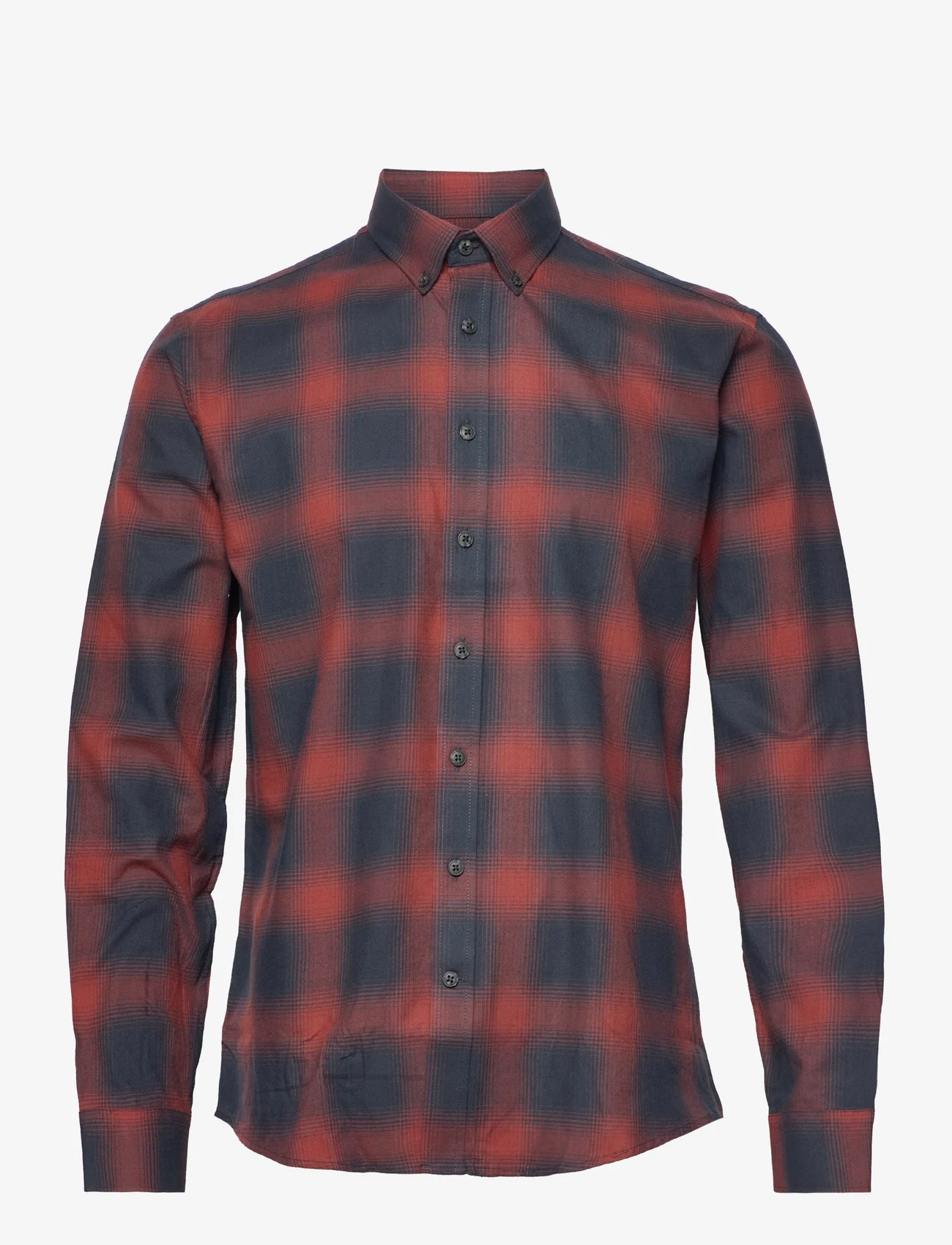 Lindbergh - Checked flannel shirt L/S - rutiga skjortor - dk red - 0