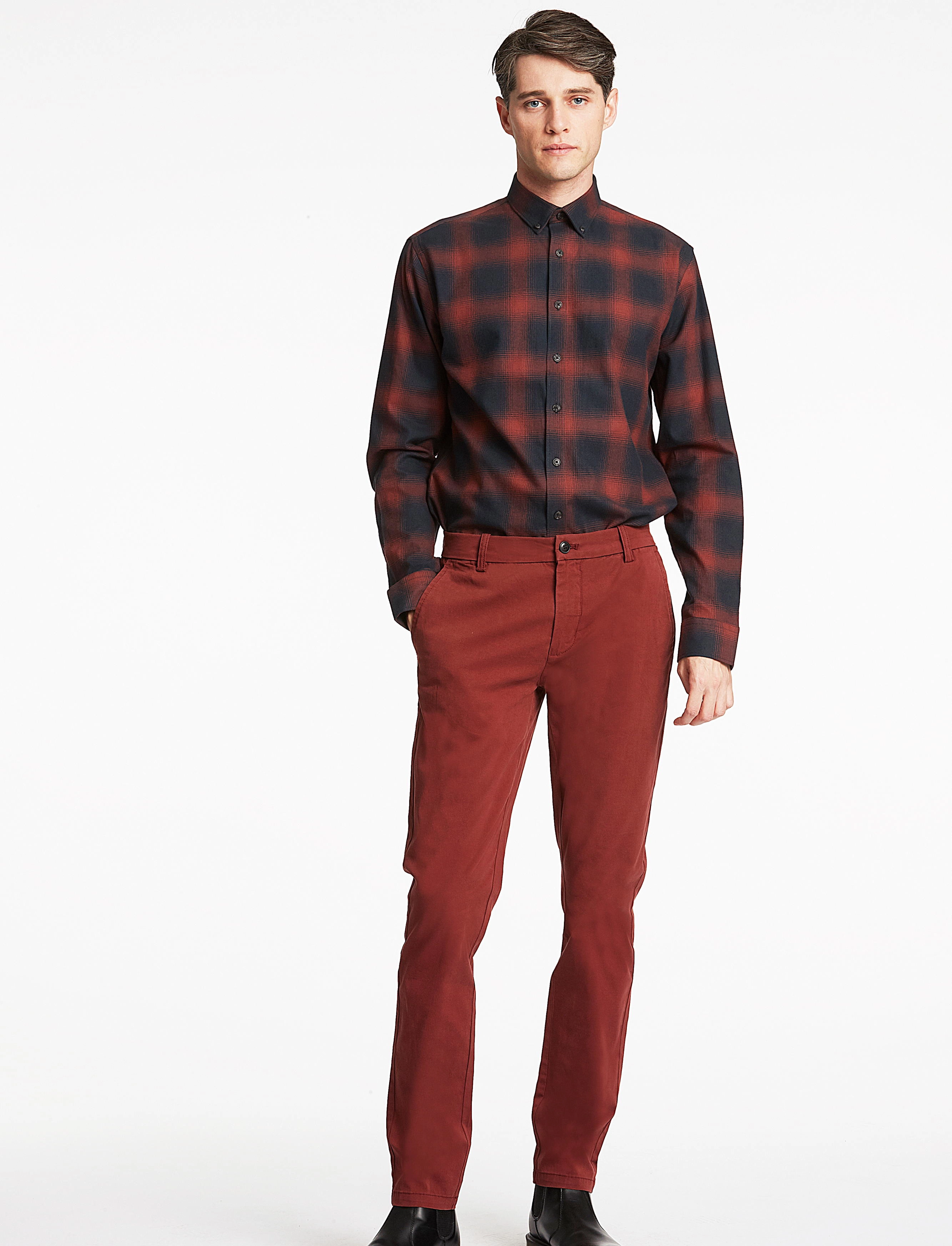 Lindbergh - Checked flannel shirt L/S - dk red - 2