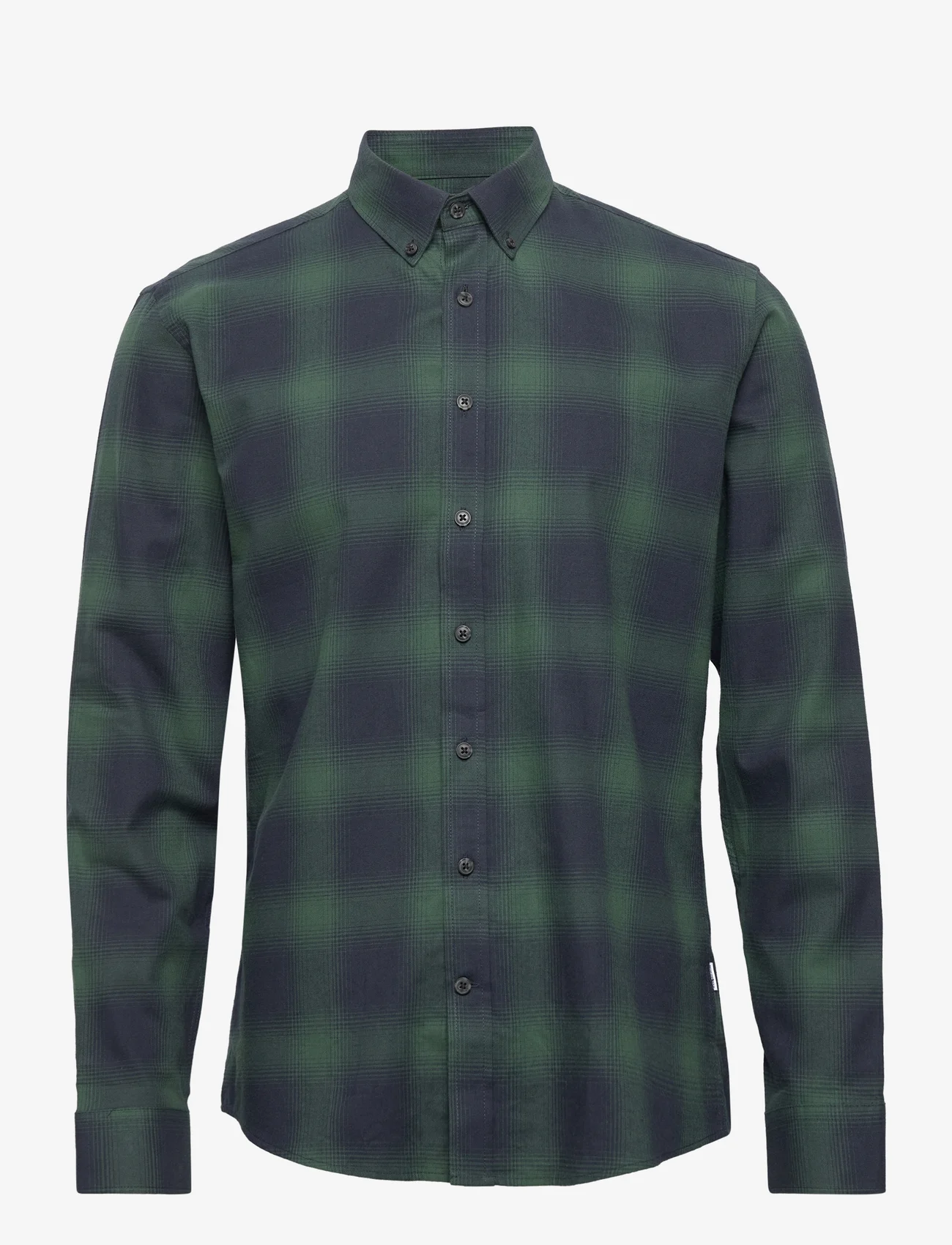 Lindbergh - Checked flannel shirt L/S - rutiga skjortor - green - 0