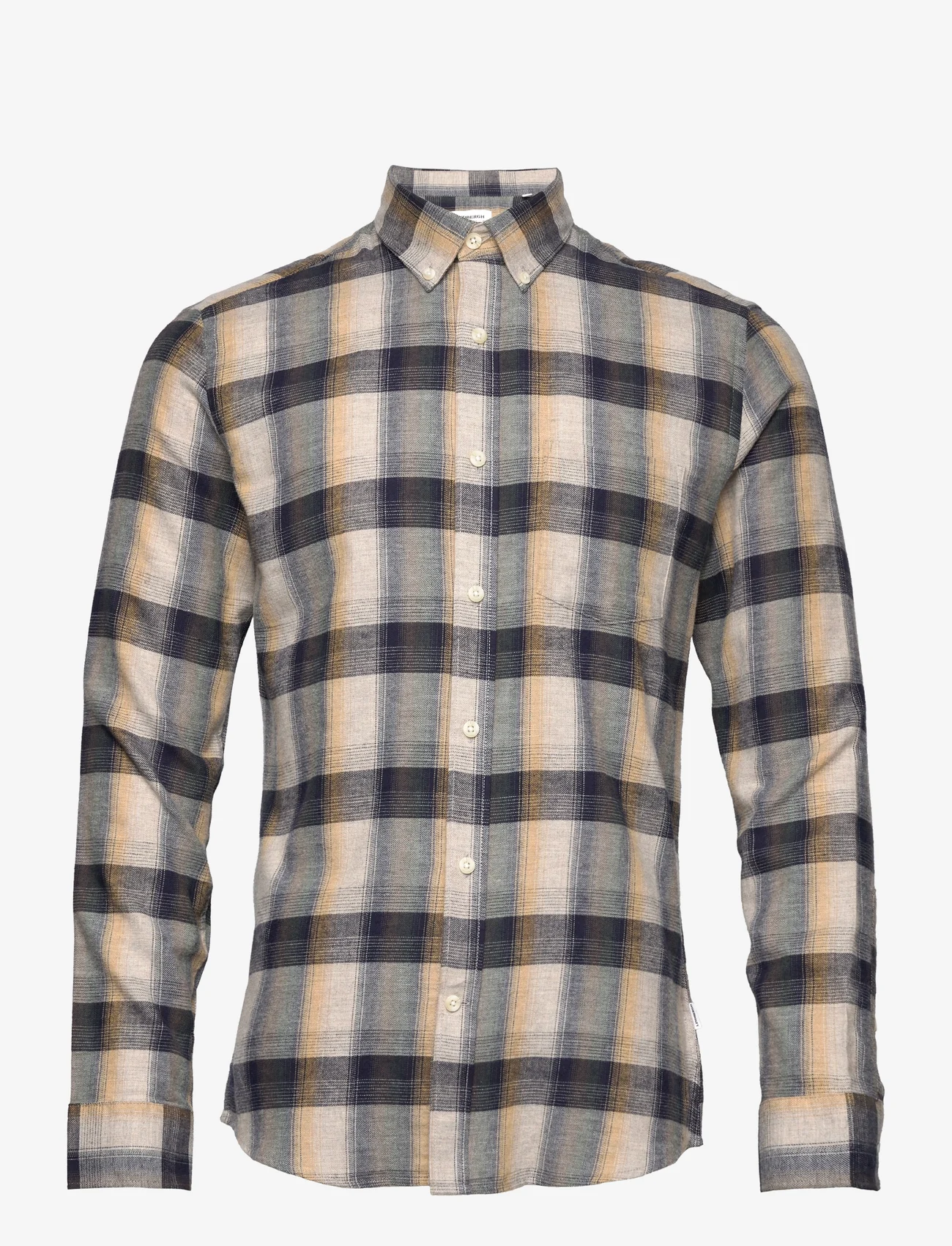 Lindbergh - Checked flannel shirt L/S - karierte hemden - navy mel - 0