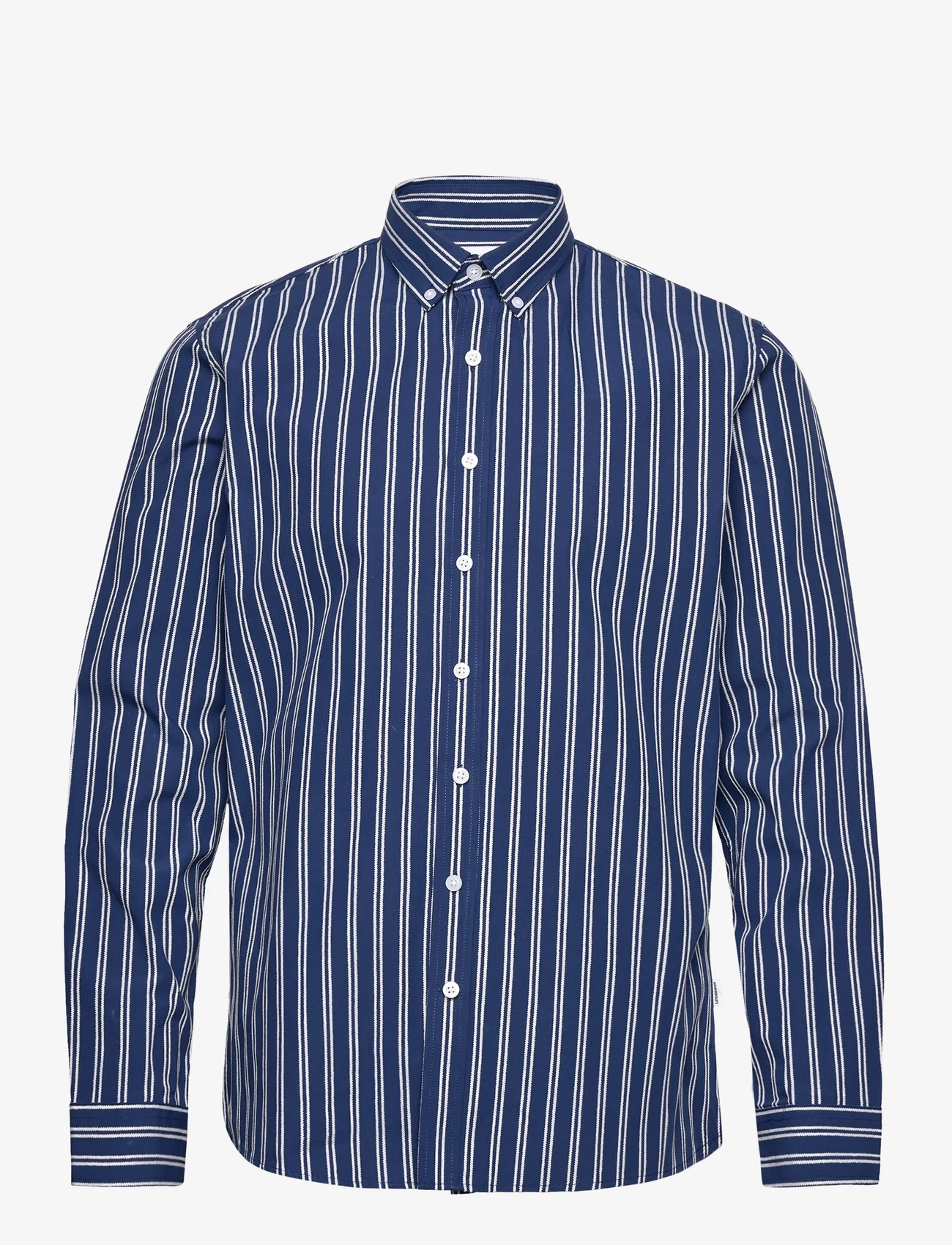 Lindbergh - Striped structure shirt L/S - dk blue - 0