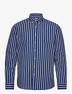 Striped structure shirt L/S - DK BLUE