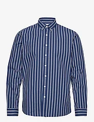 Lindbergh - Striped structure shirt L/S - casual skjortor - dk blue - 0