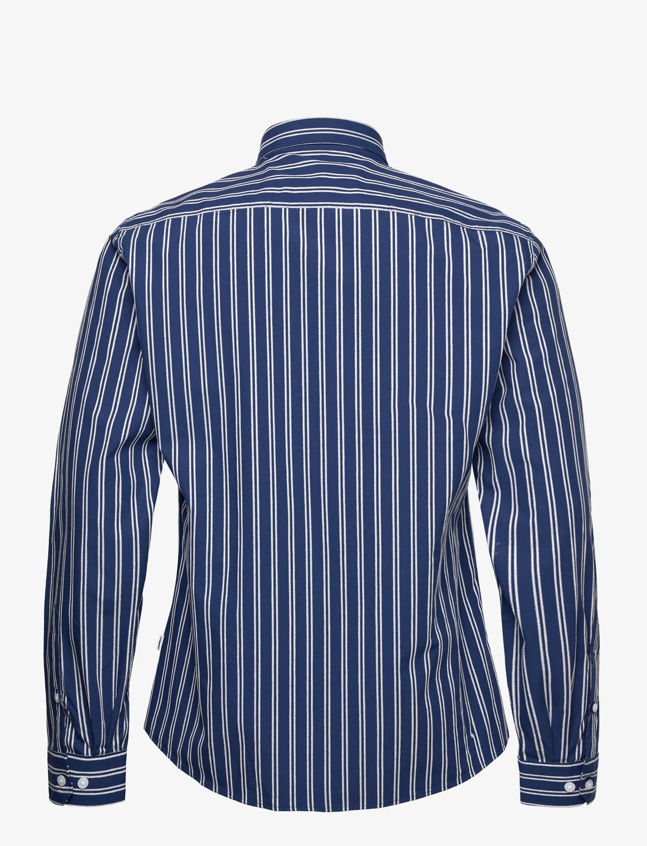 Lindbergh - Striped structure shirt L/S - dk blue - 1