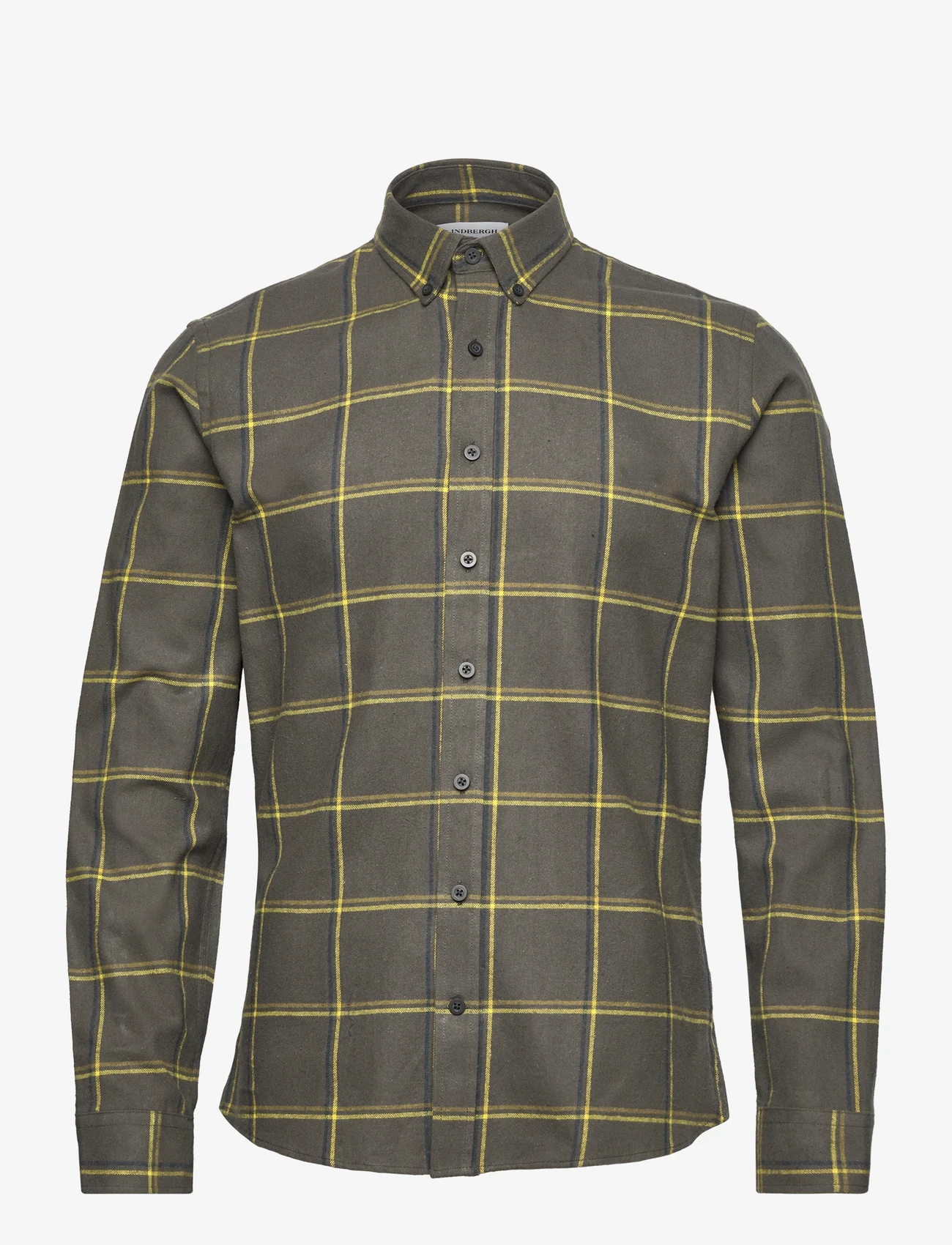 Lindbergh - Checked twill shirt L/S - rutiga skjortor - dk army - 0