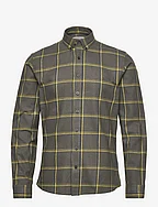 Checked twill shirt L/S - DK ARMY