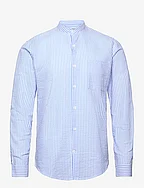 Seersucker manderin shirt L/S - LT BLUE