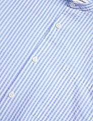 Lindbergh - Seersucker manderin shirt L/S - avslappede skjorter - lt blue - 5