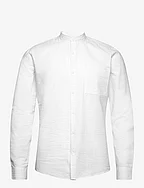 Seersucker manderin shirt L/S - WHITE