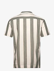 Lindbergh - Striped linen/cotton shirt S/S - kortermede skjorter - army - 1