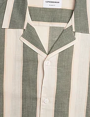 Lindbergh - Striped linen/cotton shirt S/S - kortærmede skjorter - army - 3