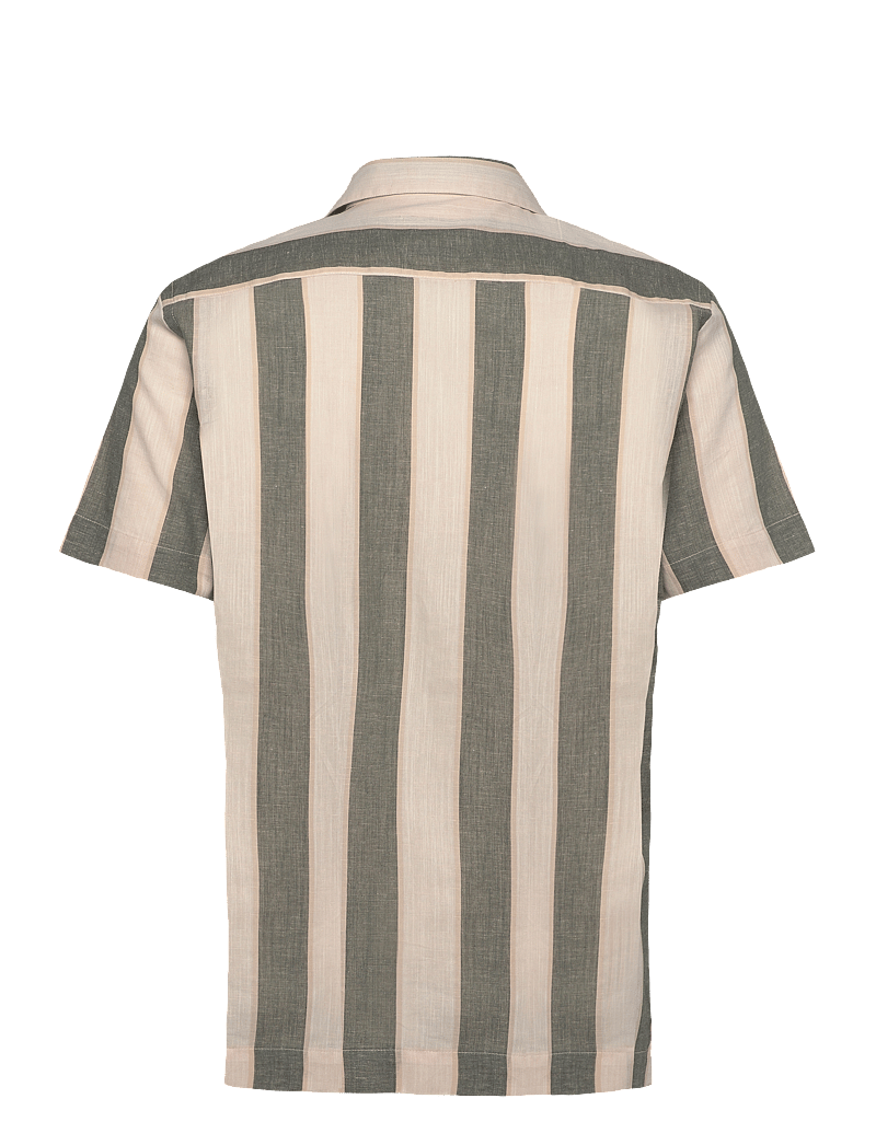 Lindbergh - Striped linen/cotton shirt S/SStriped linen/cotton shirt S/S - leinenhemden - army - 2