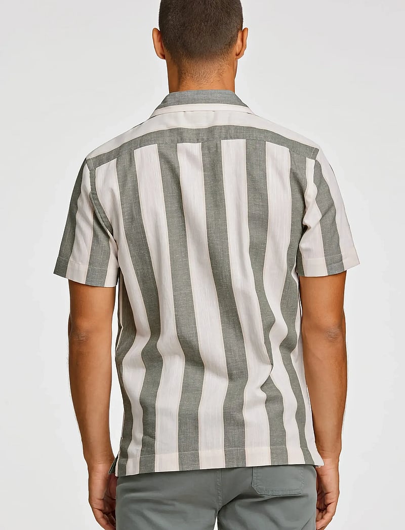 Lindbergh - Striped linen/cotton shirt S/SStriped linen/cotton shirt S/S - leinenhemden - army - 4