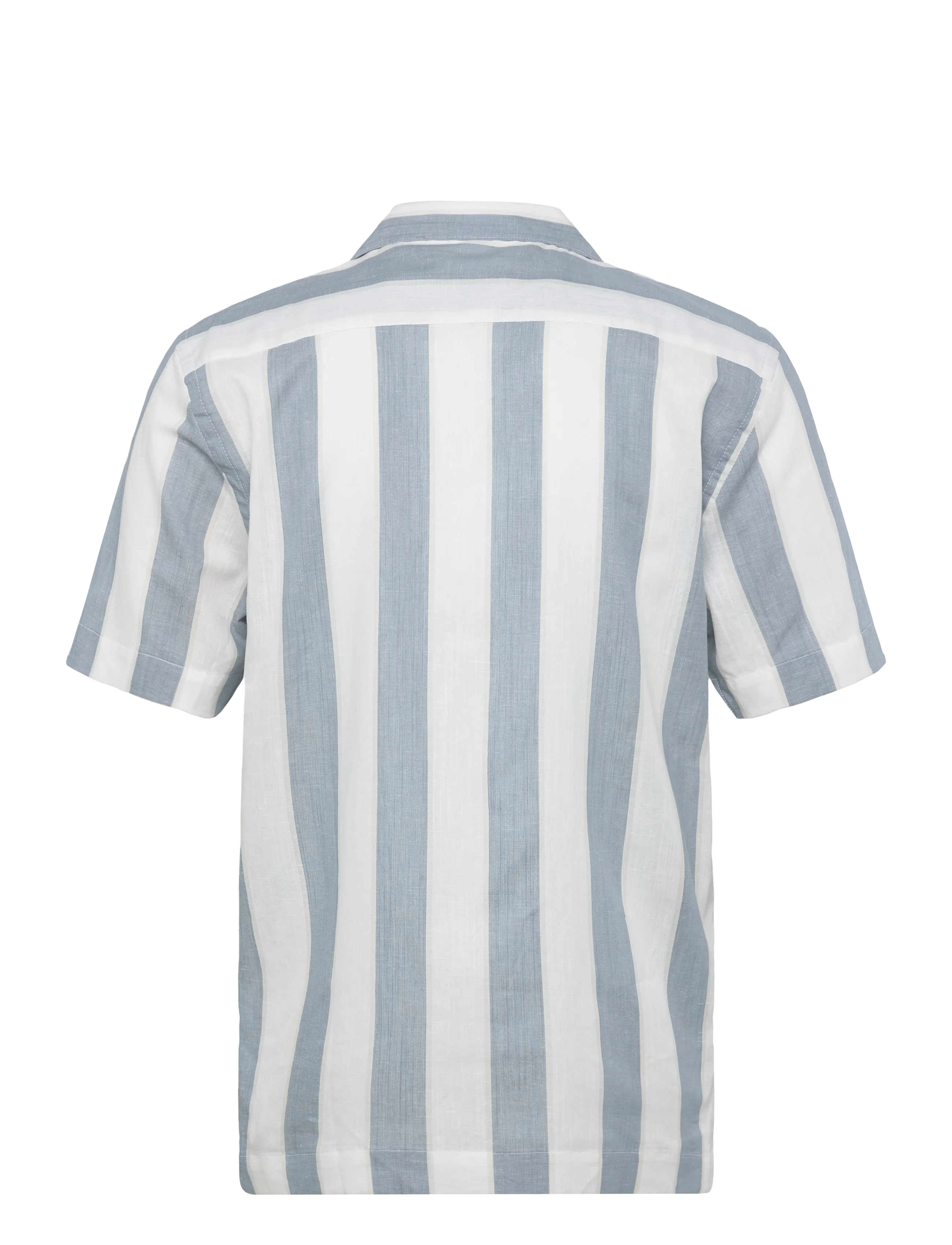 Lindbergh - Striped linen/cotton shirt S/SStriped linen/cotton shirt S/S - hørskjorter - dk aqua - 2