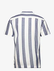 Lindbergh - Striped linen/cotton shirt S/S - kortærmede skjorter - dk blue - 1