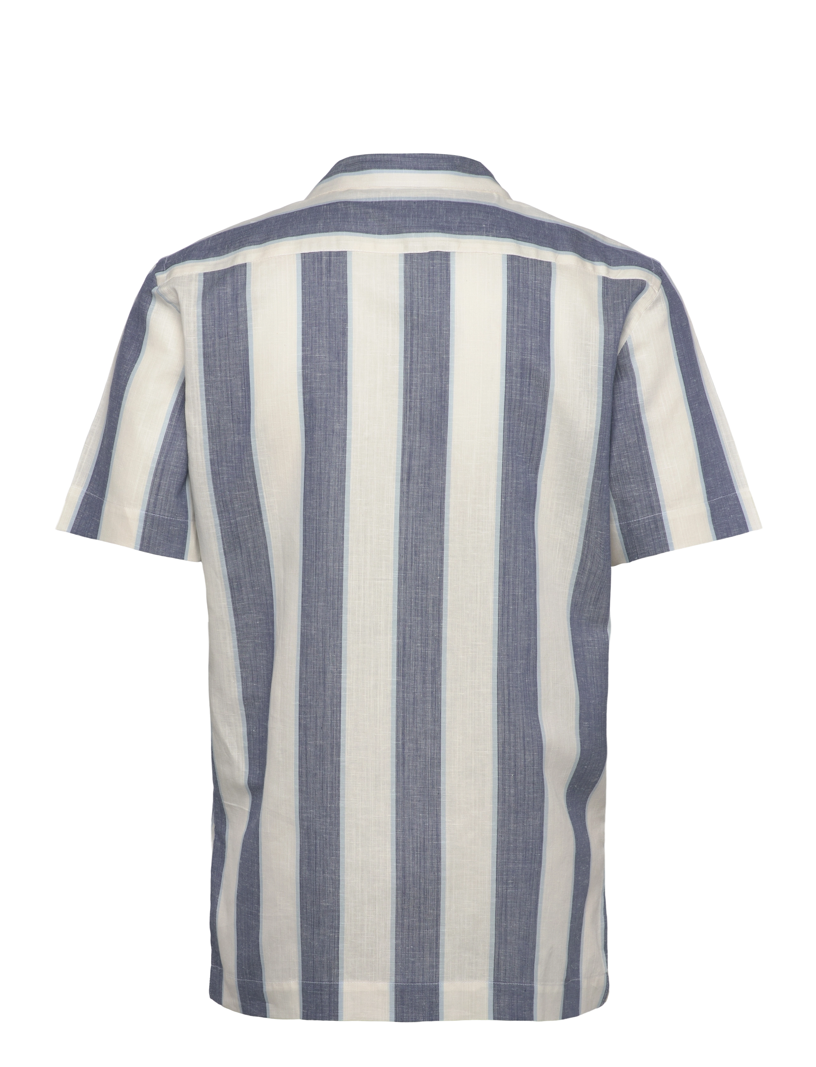 Lindbergh - Striped linen/cotton shirt S/S - leinenhemden - dk blue - 2