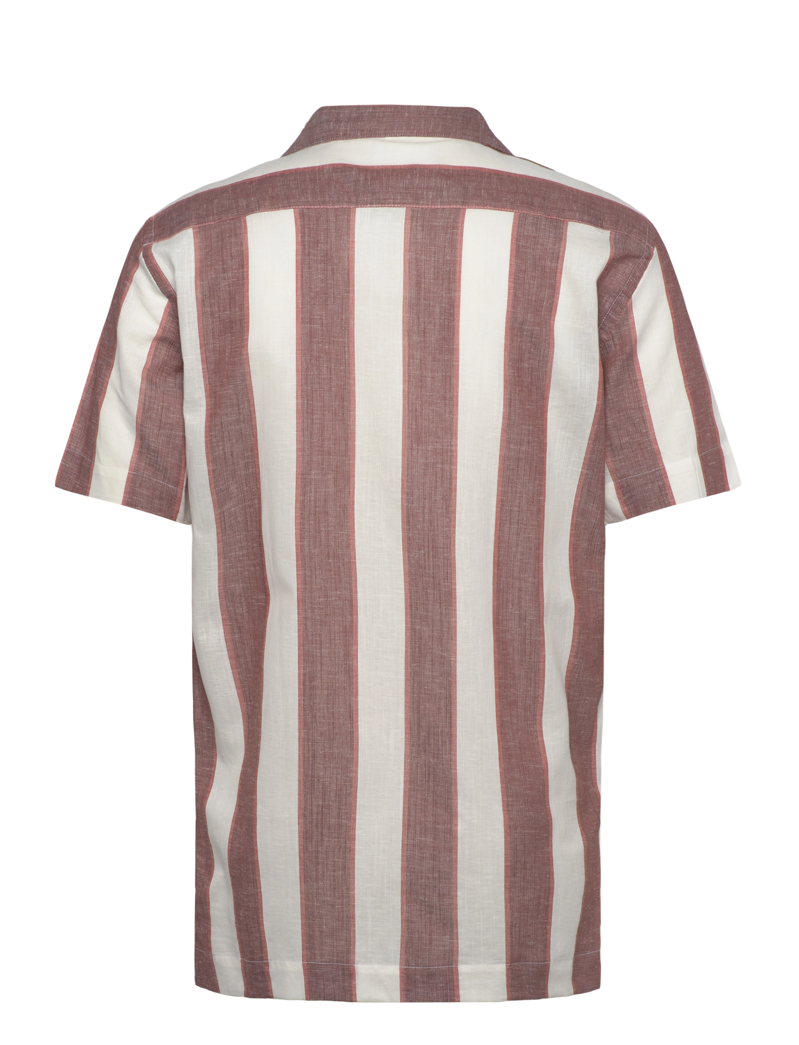 Lindbergh - Striped linen/cotton shirt S/SStriped linen/cotton shirt S/S - hørskjorter - dk clay - 1