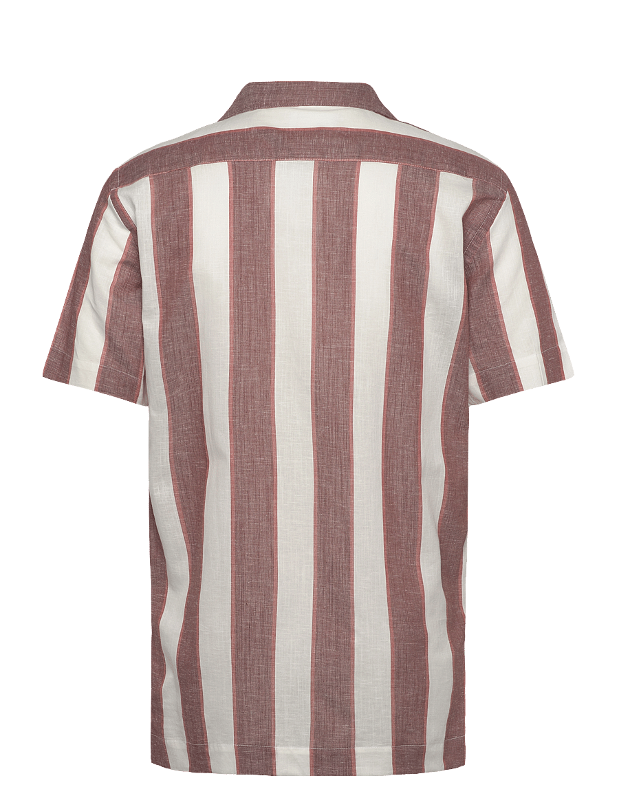 Lindbergh - Striped linen/cotton shirt S/SStriped linen/cotton shirt S/S - hørskjorter - dk clay - 1
