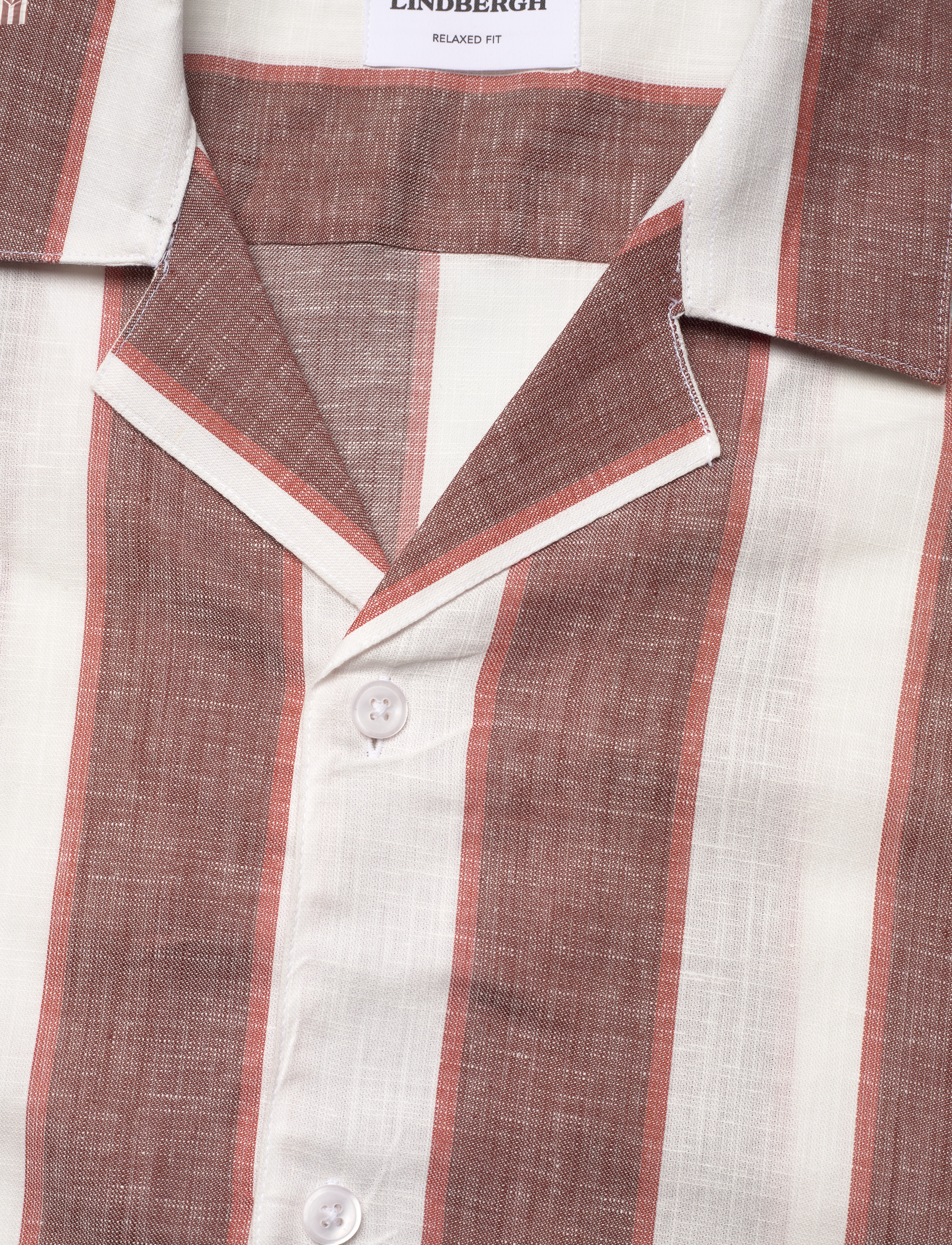 Lindbergh - Striped linen/cotton shirt S/SStriped linen/cotton shirt S/S - hørskjorter - dk clay - 2