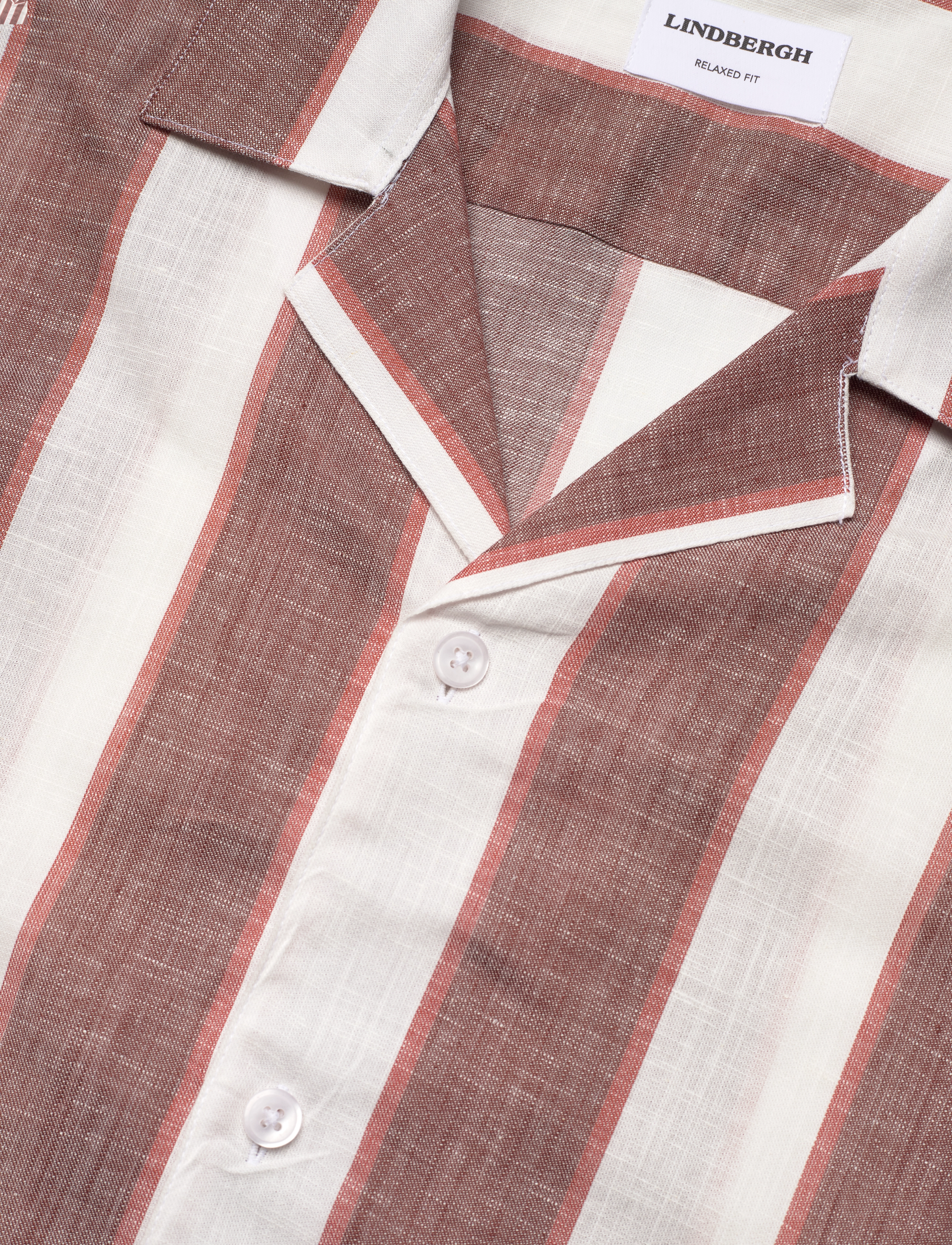 Lindbergh - Striped linen/cotton shirt S/SStriped linen/cotton shirt S/S - hørskjorter - dk clay - 3