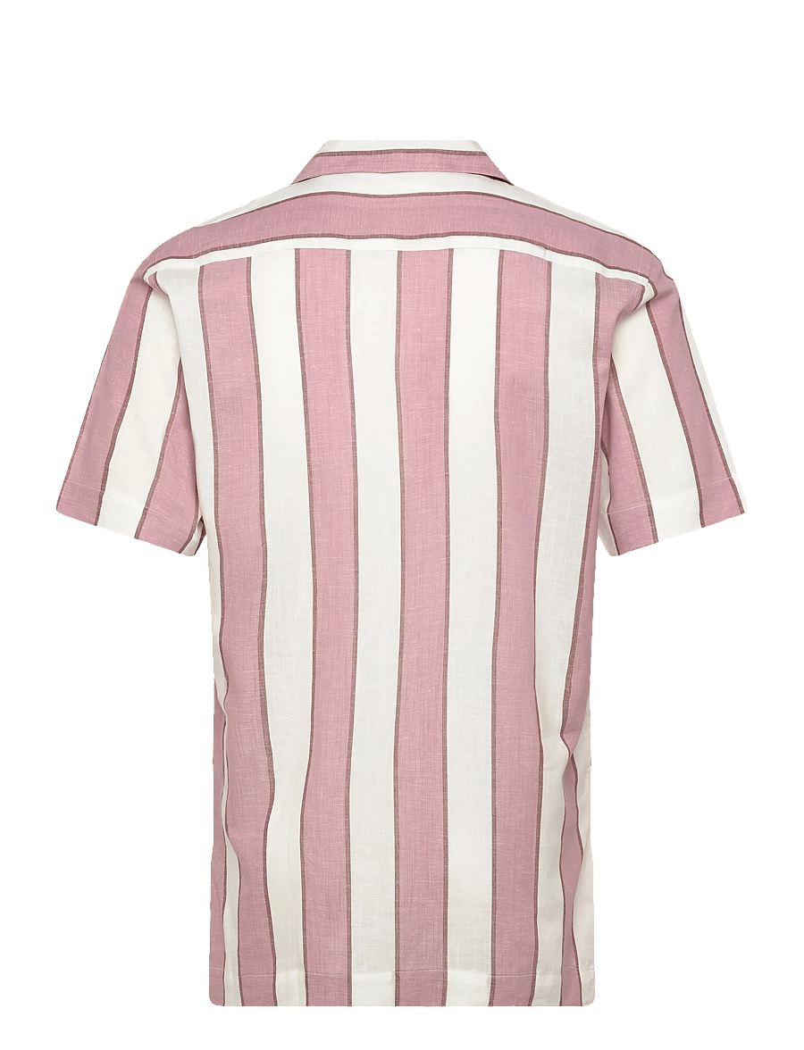 Lindbergh - Striped linen/cotton shirt S/SStriped linen/cotton shirt S/S - hørskjorter - dusty rose - 1