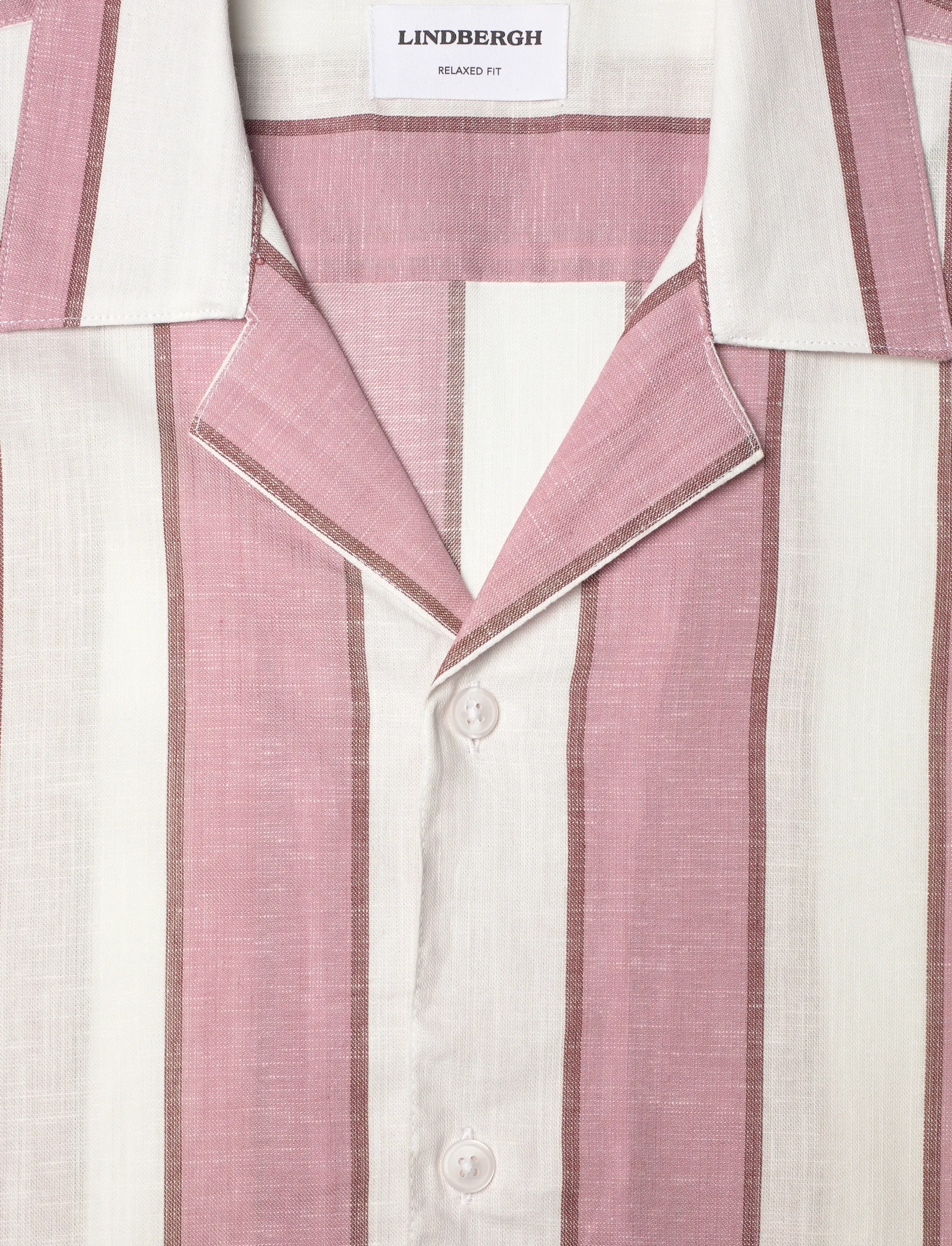 Lindbergh - Striped linen/cotton shirt S/SStriped linen/cotton shirt S/S - hørskjorter - dusty rose - 2